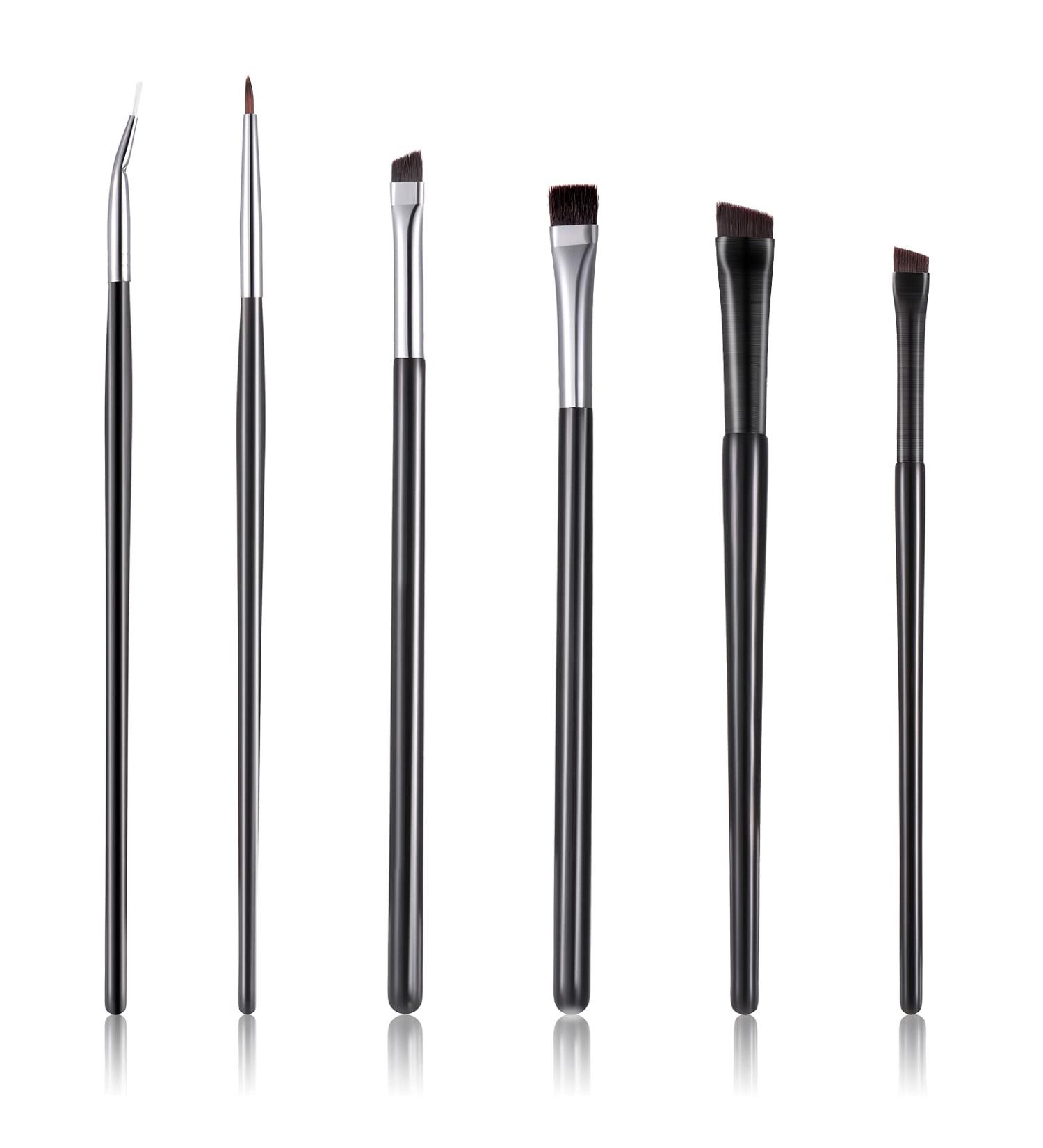 Goth Makeup Brush Set - 6 Piece Ultra Thin Slanted Flat Angle Brushes for Eyeliner & Eye Shadow - Women's Cosmetics - Buy Online on SooperMarket.com