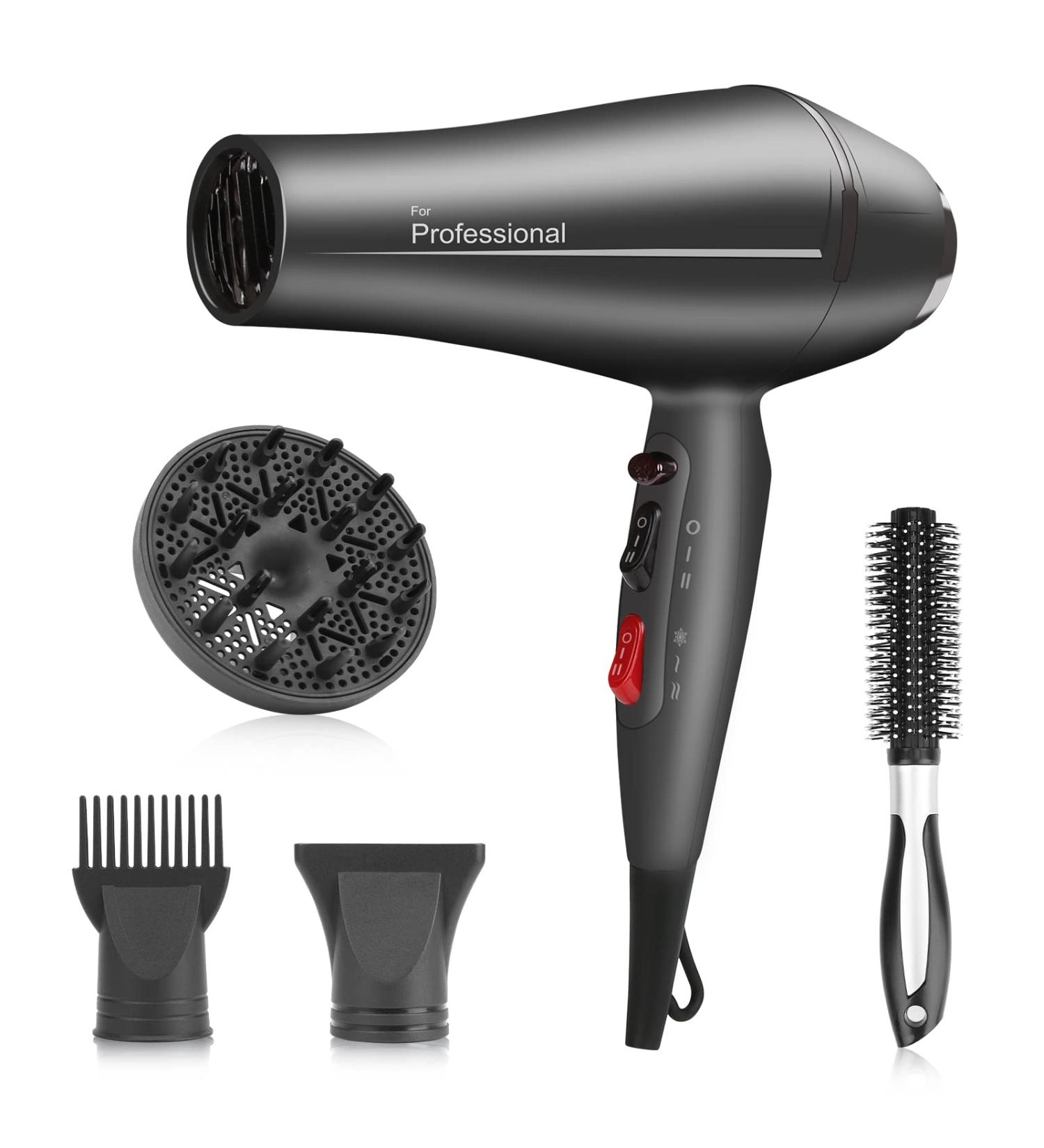 Faszin Ionic Hair Dryer - 2400W Professional Blow Dryer with Triple-L Plus Heat Technology & 4 Styling Accessories - Gray - Buy Online on SooperMarket.com
