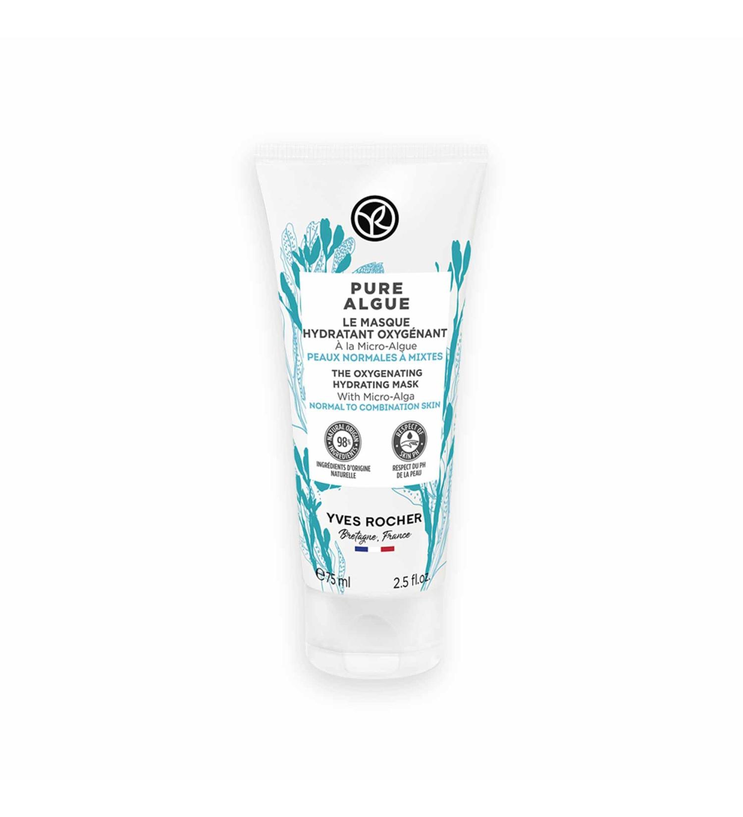 Yves Rocher Oxygenating Hydrating Mask - Pure Algue for Normal to Combination Skin | Moisturize & Revitalize | 2.5 fl oz - International Shipping Available - Buy Online on SooperMarket.com