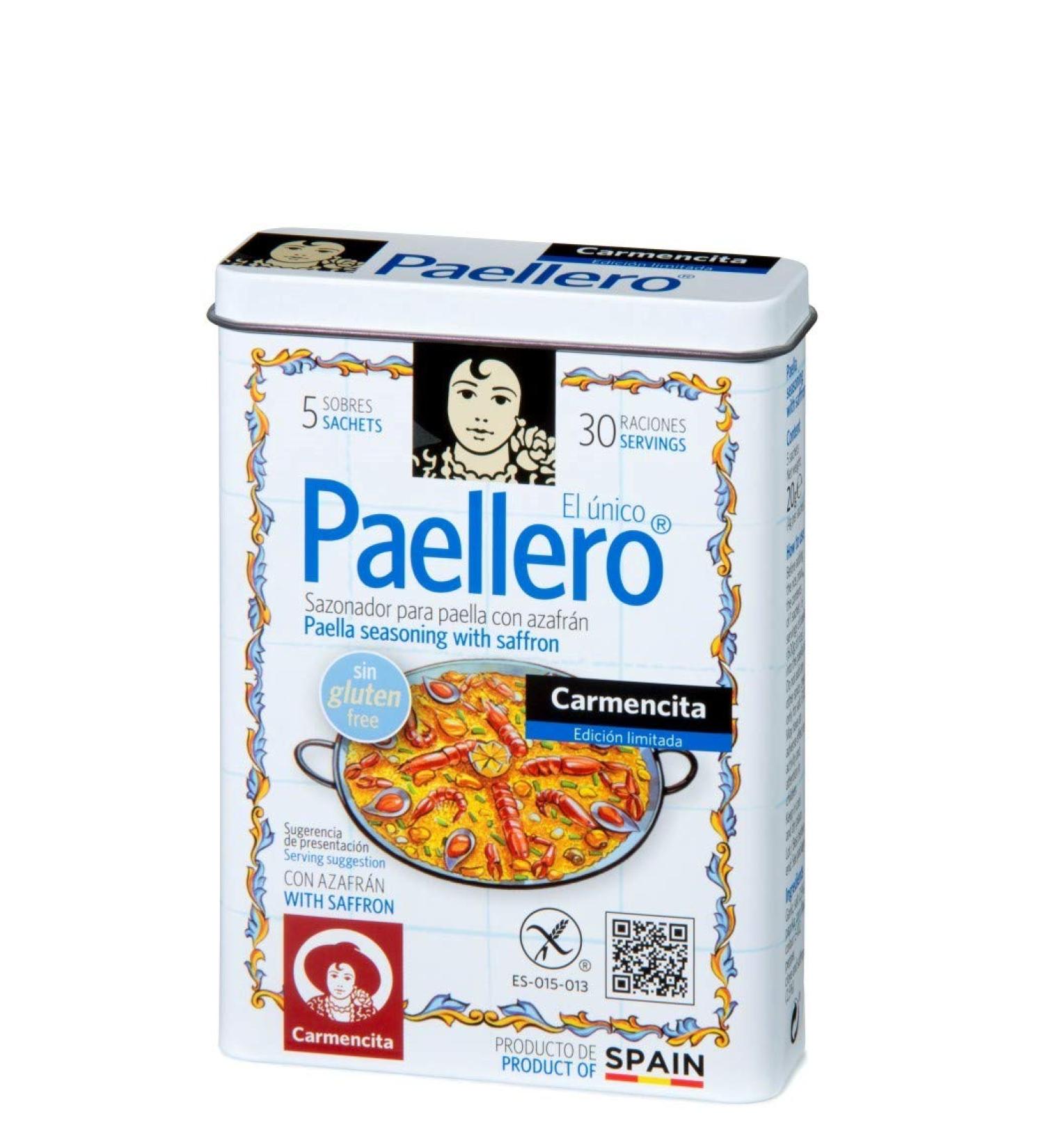Carmencita Paellero Paella Seasoning with Saffron (5 sachets) in Tin - 20g (0.71oz) - Buy Online on SooperMarket.com