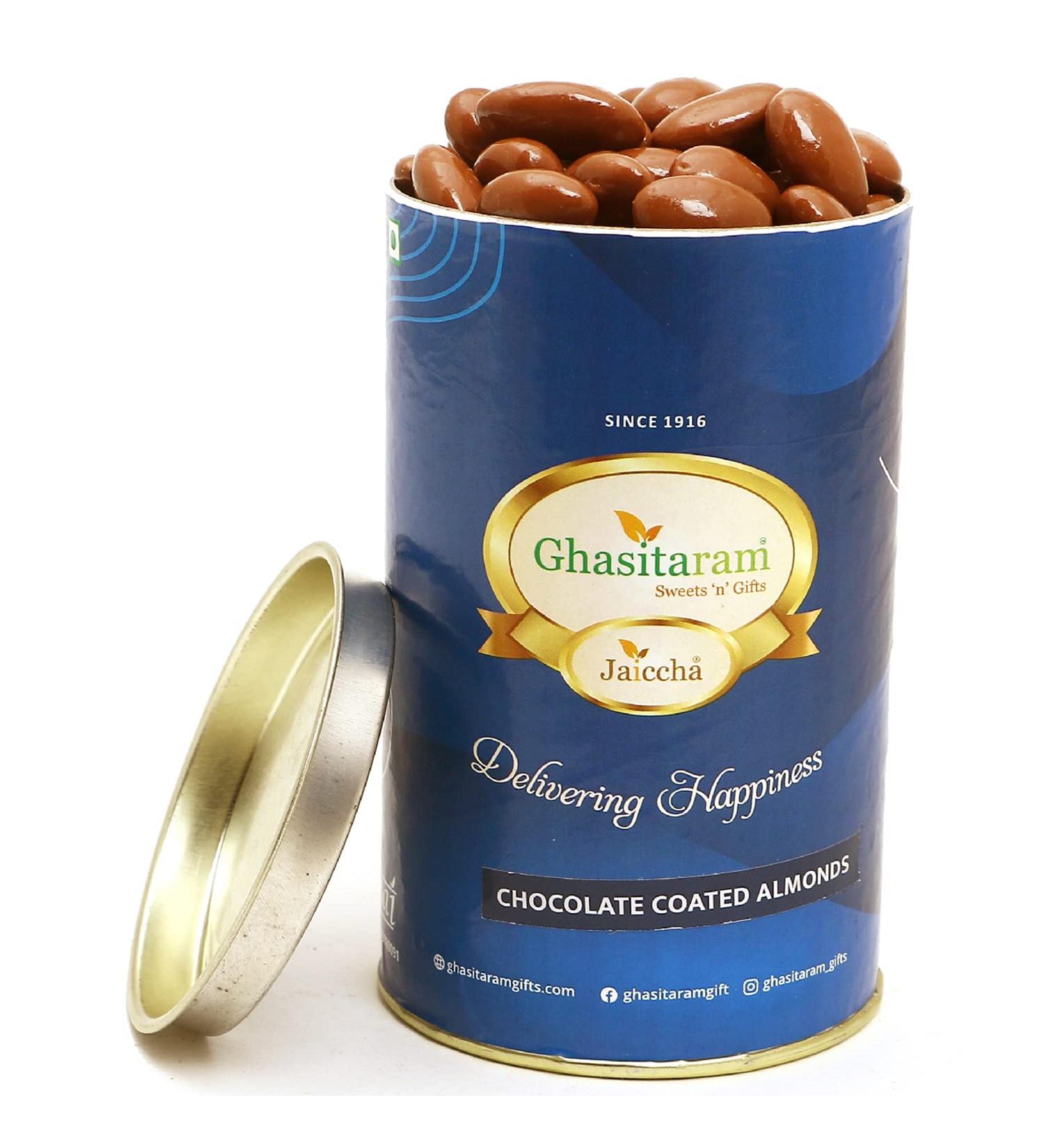 Jaiccha Ghasitaram Chocolate Almonds Can|Gift for Diwali Gifts Bhaidooj Gifts| - Buy Online on SooperMarket.com