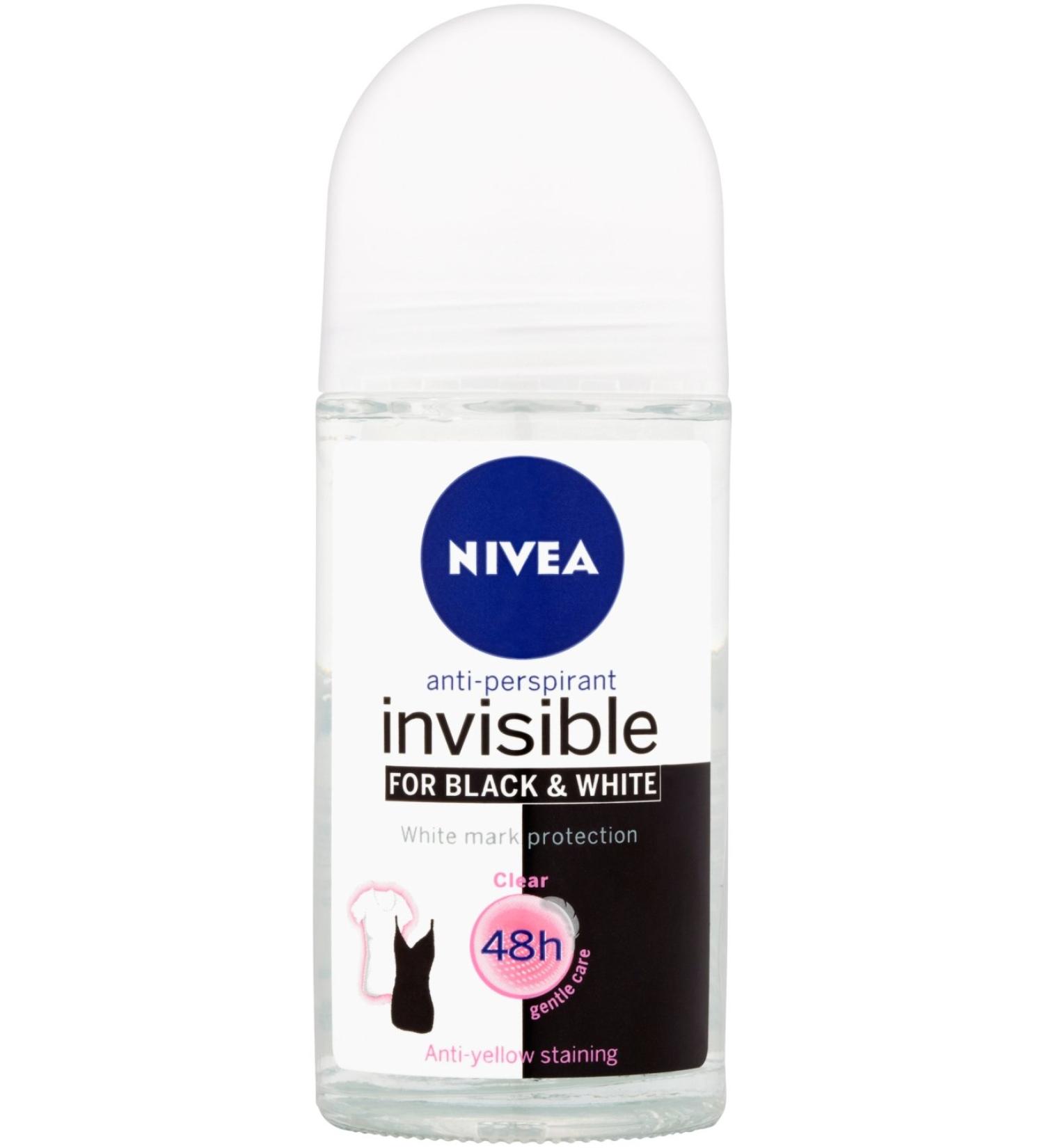 NIVEA 50ml Invisible Black And White Clear Roll On Anti Perspirant Deodorant original 1 Count 1.69 Fl Oz (Pack of 1) Original - Buy Online on SooperMarket.com