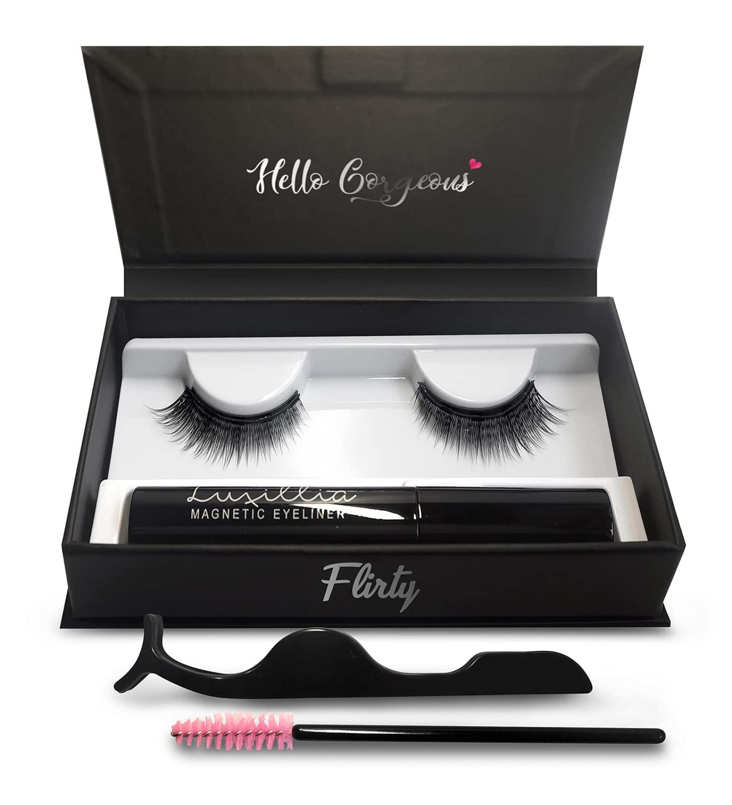Luxillia Magnetic Lashes & Liner Kit - Reusable 8D & 3D Look, Waterproof Liquid Liner - FLIRTY - Buy Online on SooperMarket.com