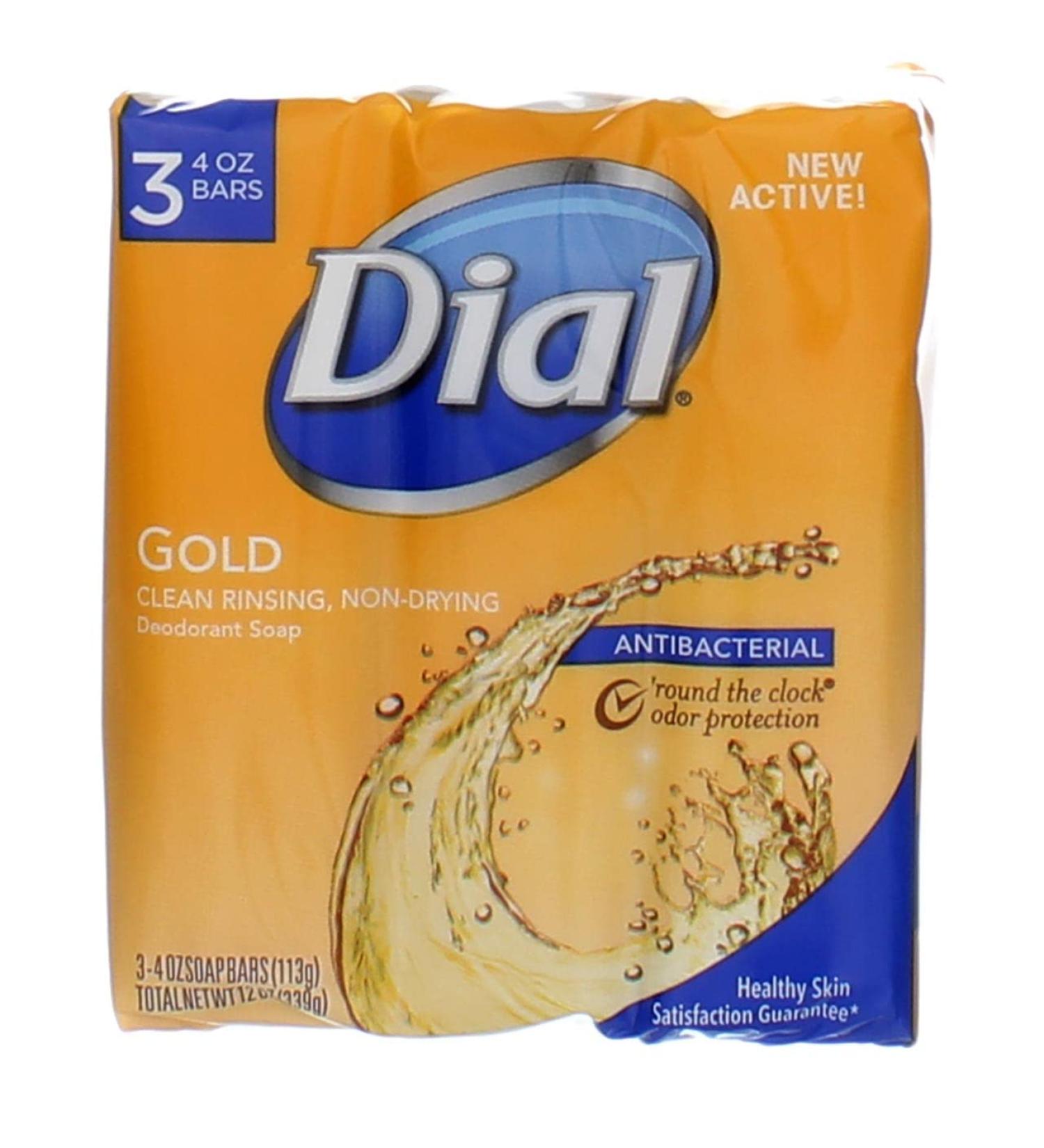 Dial Bar Soap Gold 4oz 3 Pack - Moisturizing & Antibacterial Cleansing Bars - Buy Online on SooperMarket.com