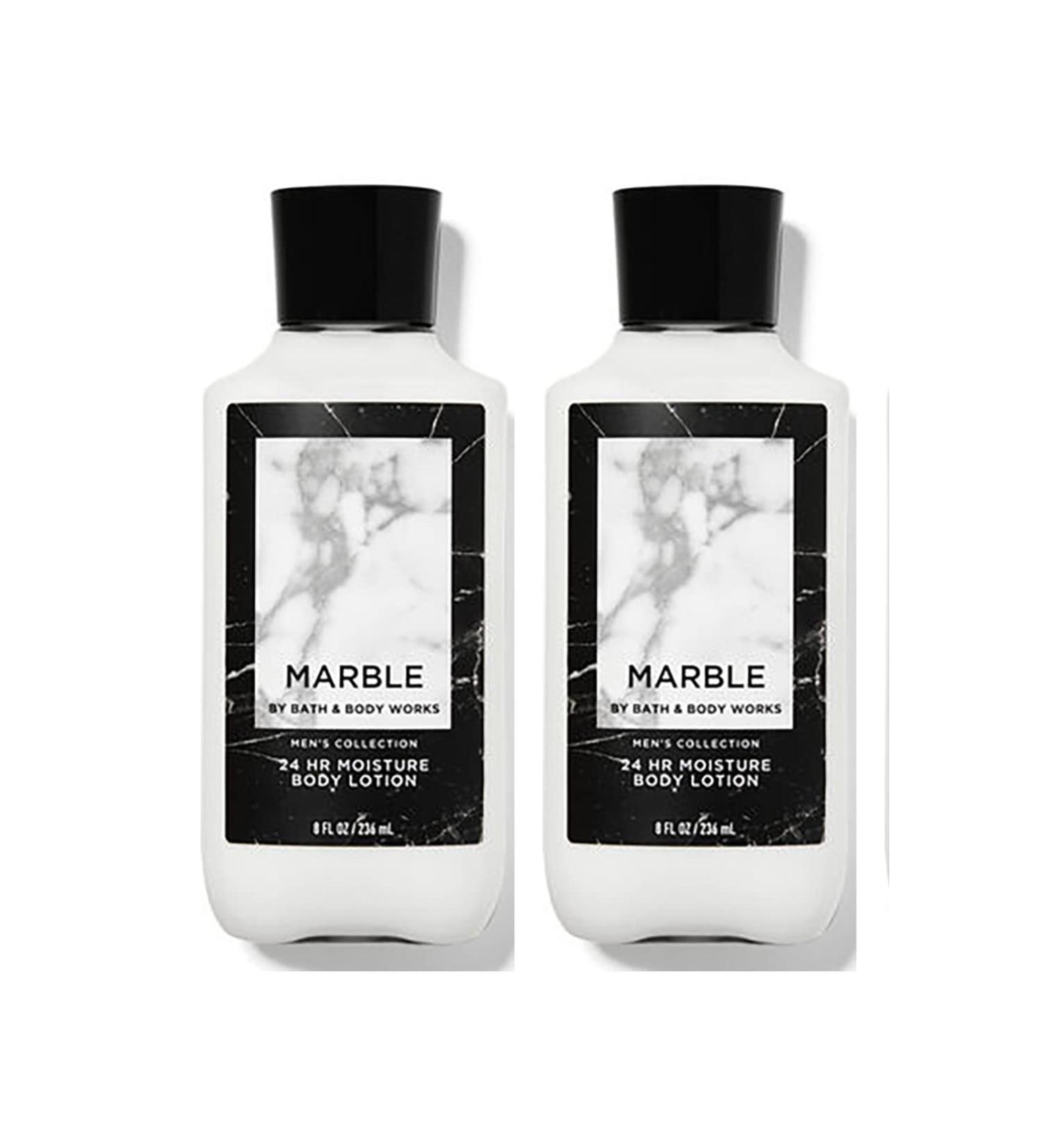 Bath and Body Works Marble Men's Collection 24 Hour Moisture Body Lotion Lot of 2- Full Size 8 Oz  238 Ml each (Marble)