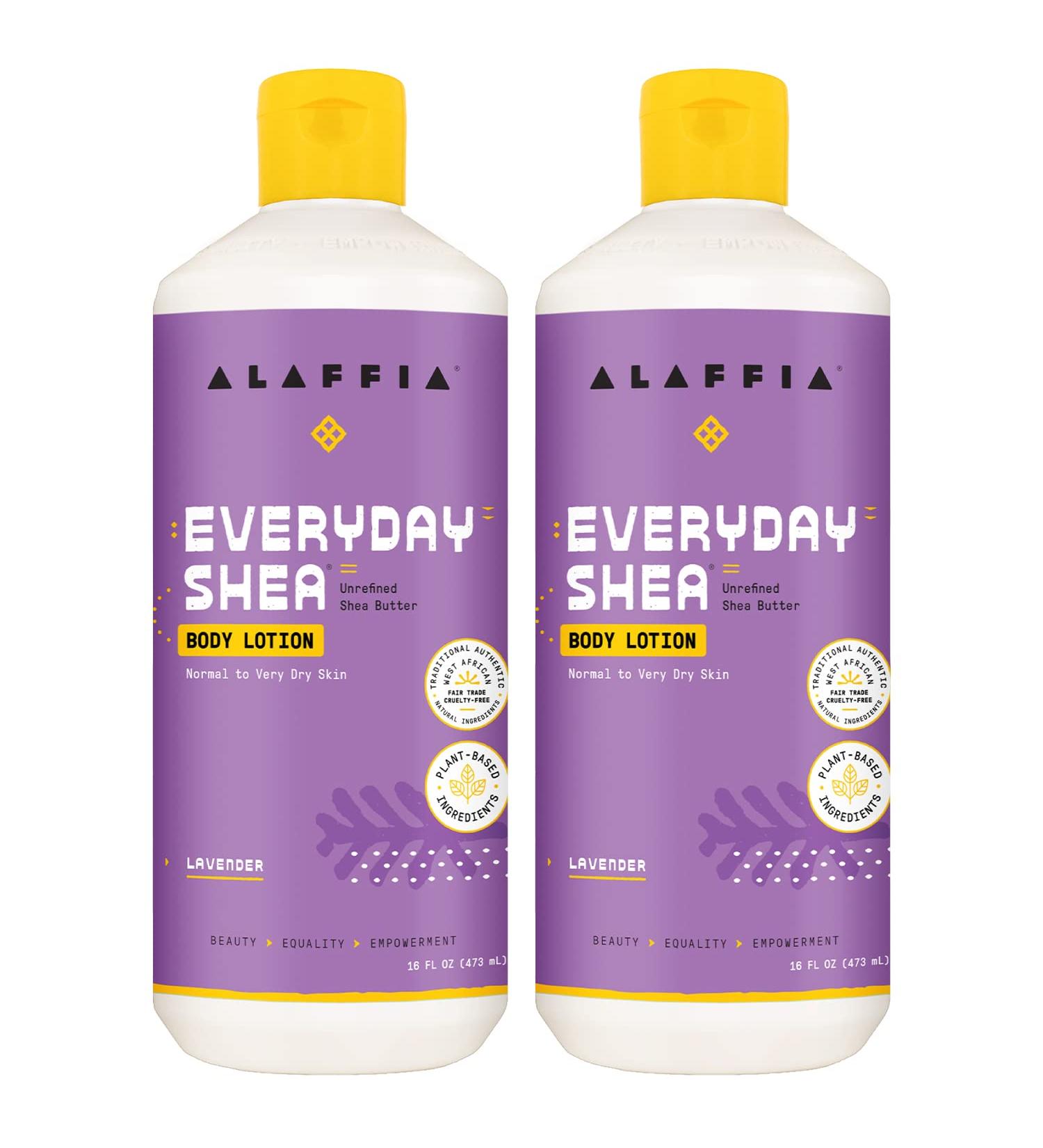 Alaffia Everyday Shea Body Lotion - Moisturizing Support for Normal to Very Dry Skin - Shea Butter and Lemongrass - Fair Trade Lavender - 32 Fl Oz (2 Pack) - Buy Online on SooperMarket.com