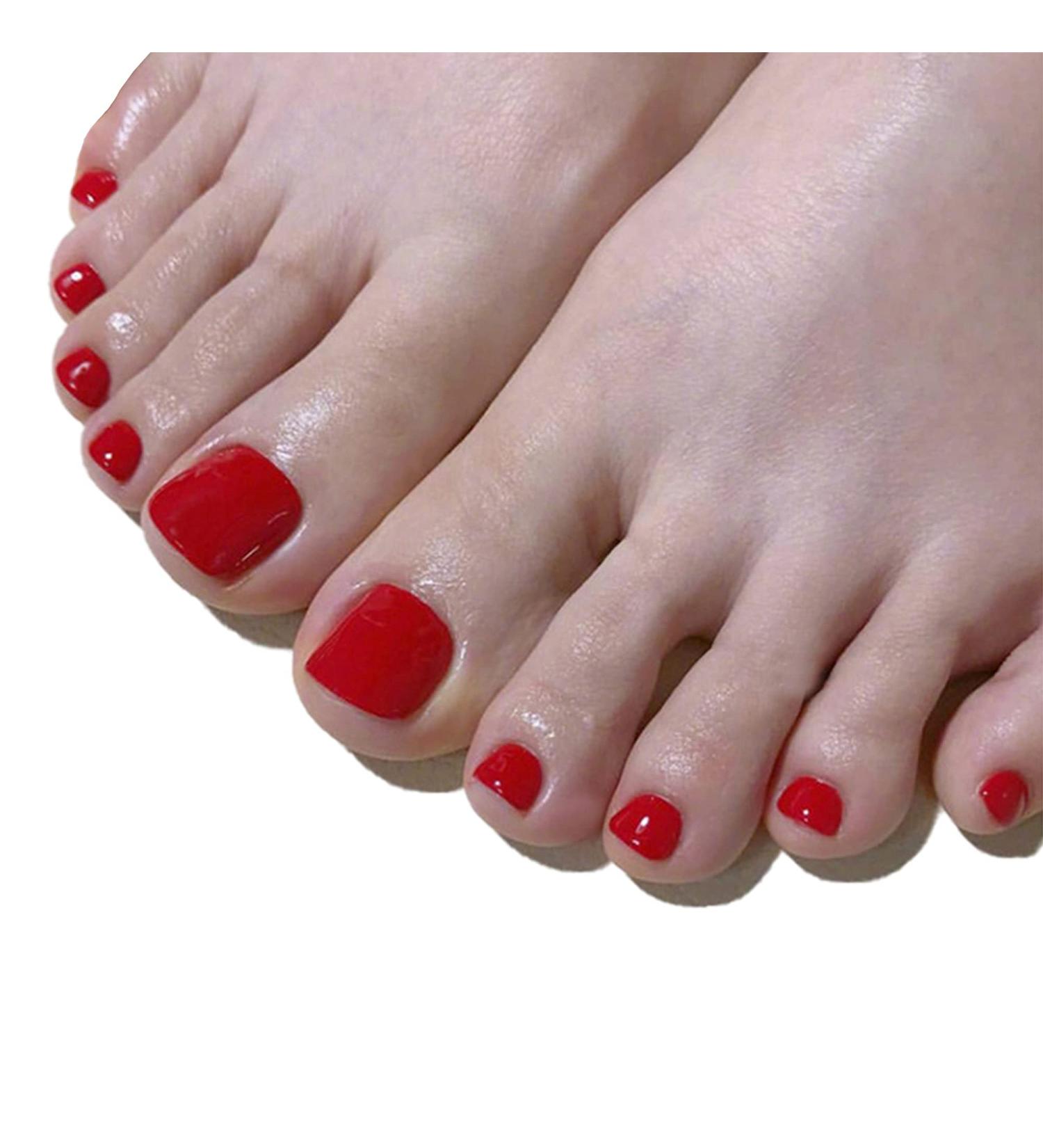 RODAKY Glossy Red Press On Toe Nails - 24PCS False Toe Nail Set for Women - Buy Online on SooperMarket.com