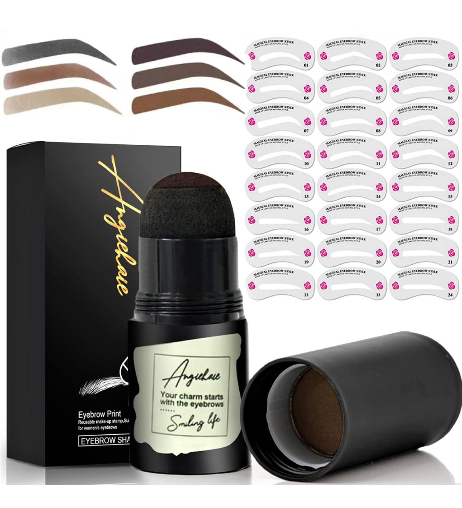 Dark Brown Eyebrow Stamp Stencil Kit | 24 Pc Brow Definer & Shaping Stencils Set - Buy Online on SooperMarket.com