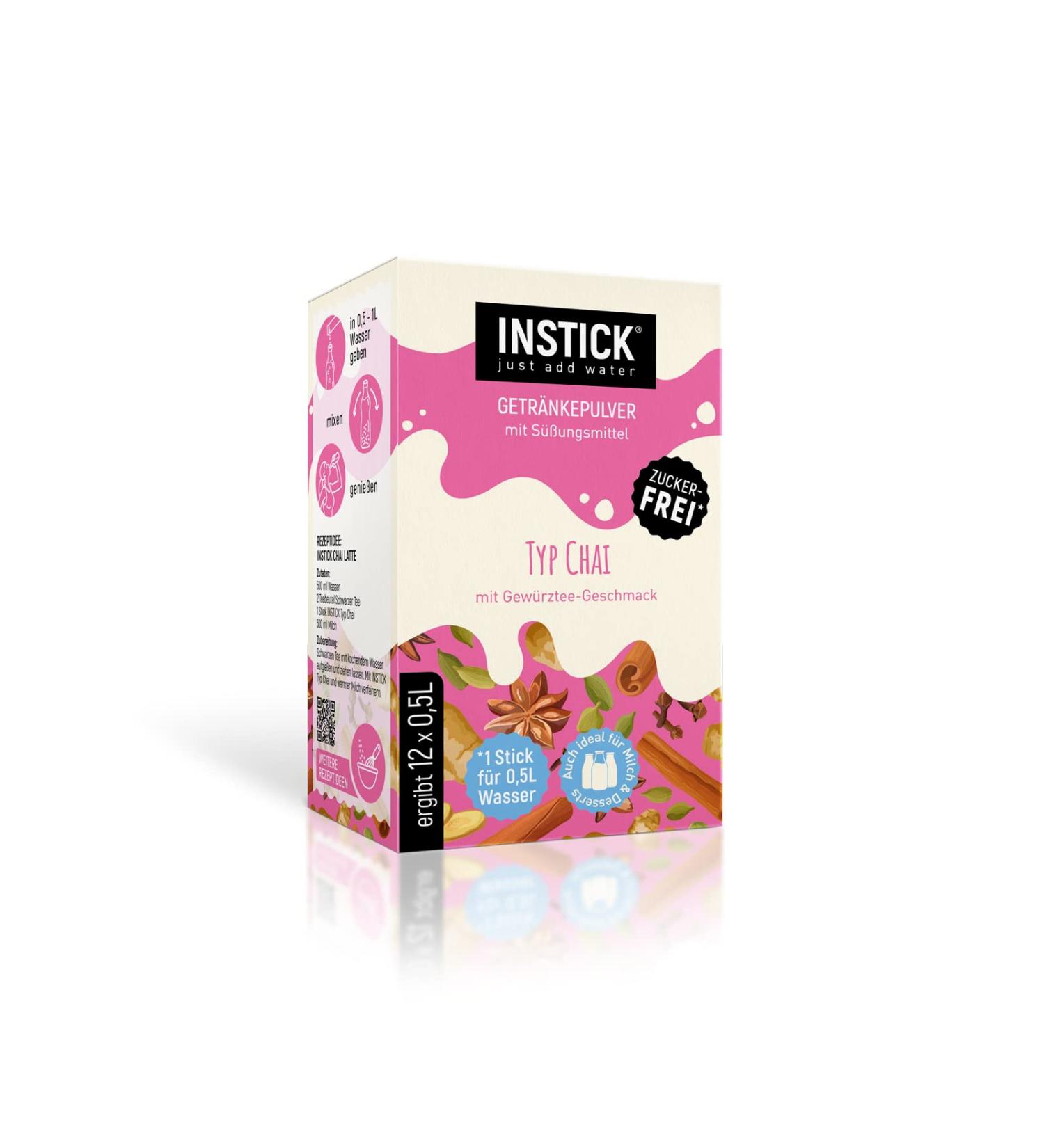 Buy Intick Sugar-Free Instant Chai | Vegan 12-Pack | Low-Calorie Drink Mix with Vitamin C | Tasty Milk or Water Beverage Powder - Buy Online on SooperMarket.com