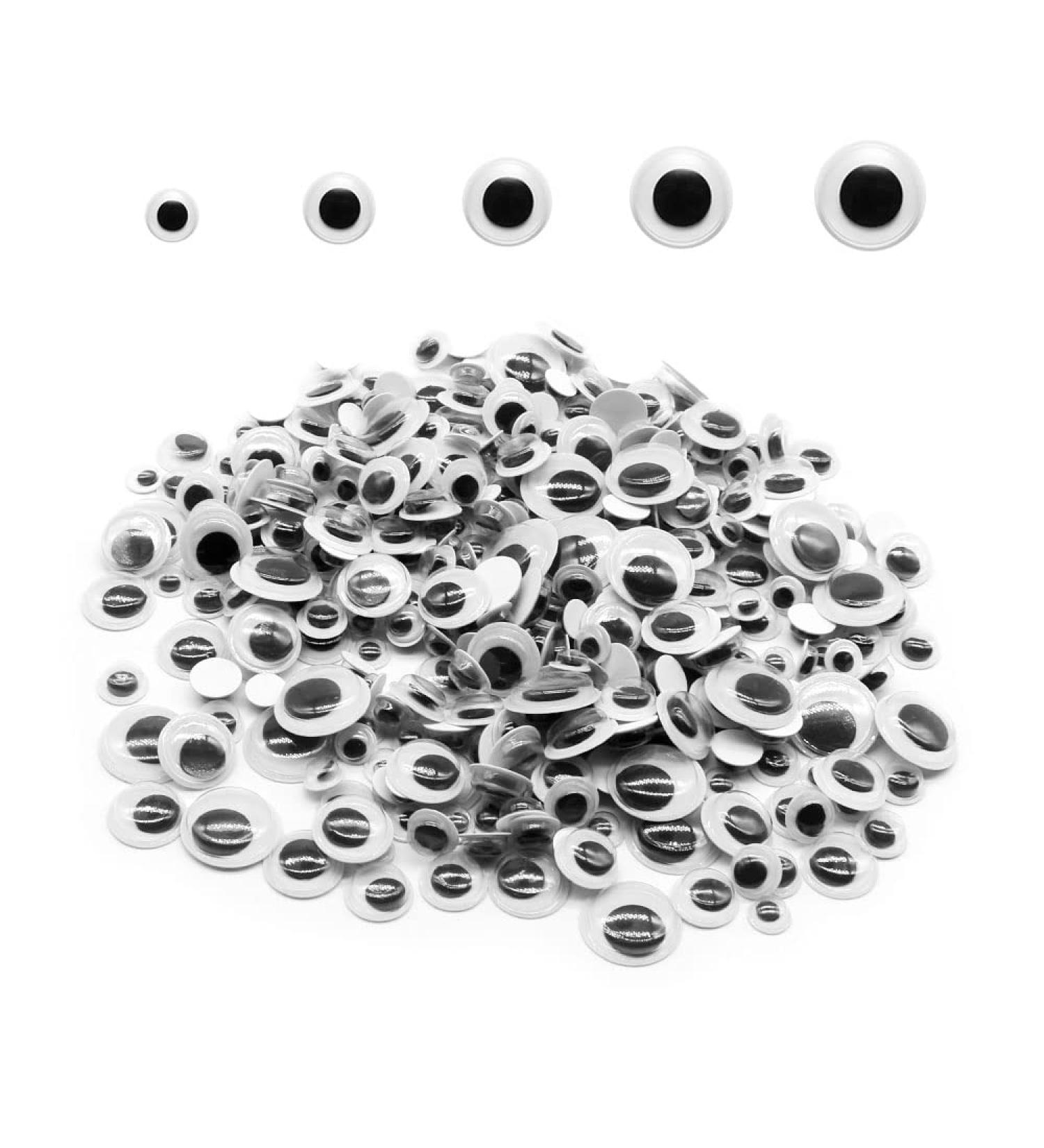500pcs Black Self-Adhesive Wiggle Googly Eyes in Mixed Sizes 6mm-15mm - Buy Online on SooperMarket.com