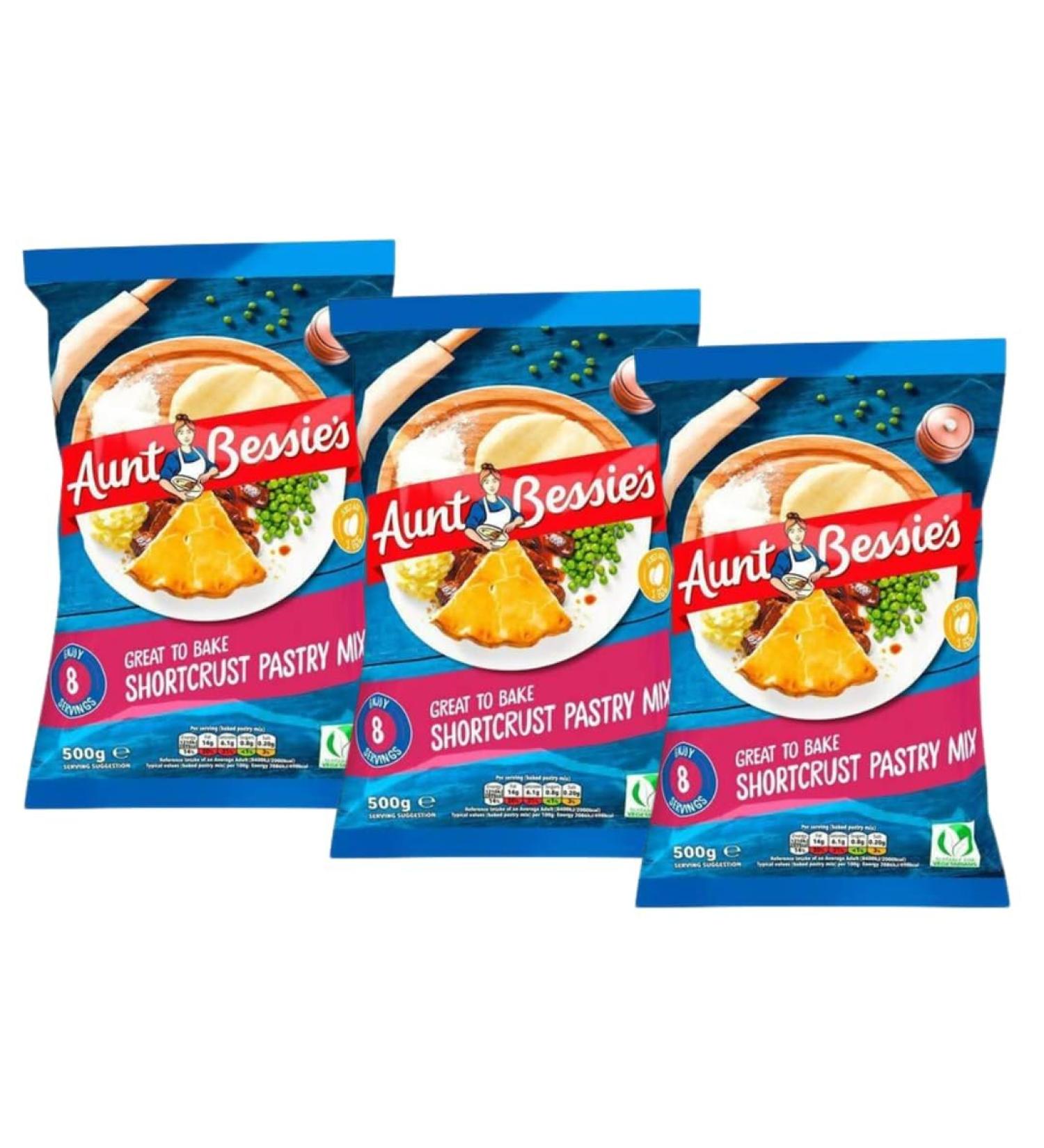 Shortcrust Pastry Mix Bundle Containing Aunt Bessie's Delicious Shortcrust Pastry Mix 500g (3 Pack) - Buy Online on SooperMarket.com