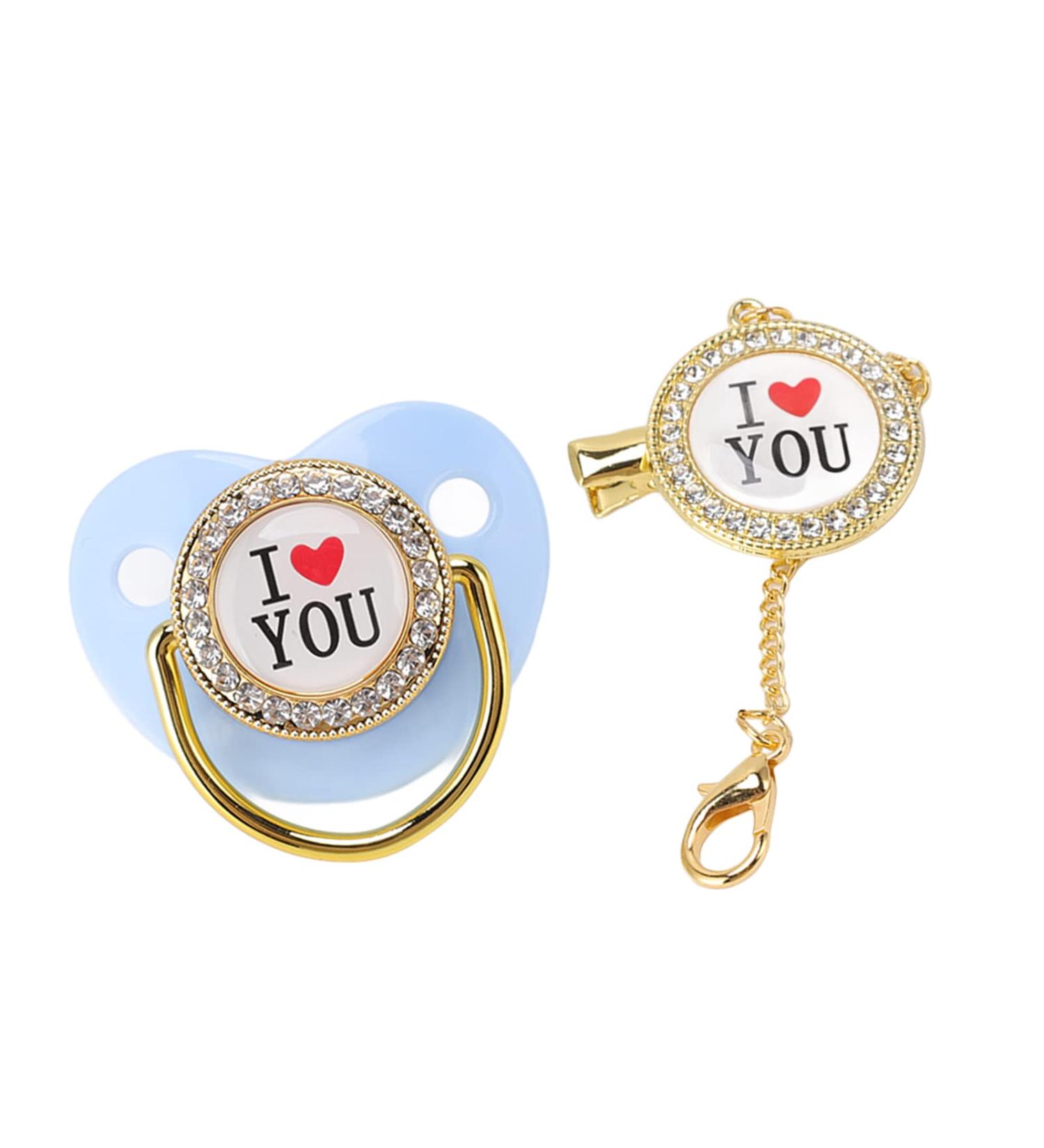 Non-Toxic Blue Baby Pacifier Set with Chain Clip | Perfect for Photo Shoots | International Shipping - Buy Online on SooperMarket.com