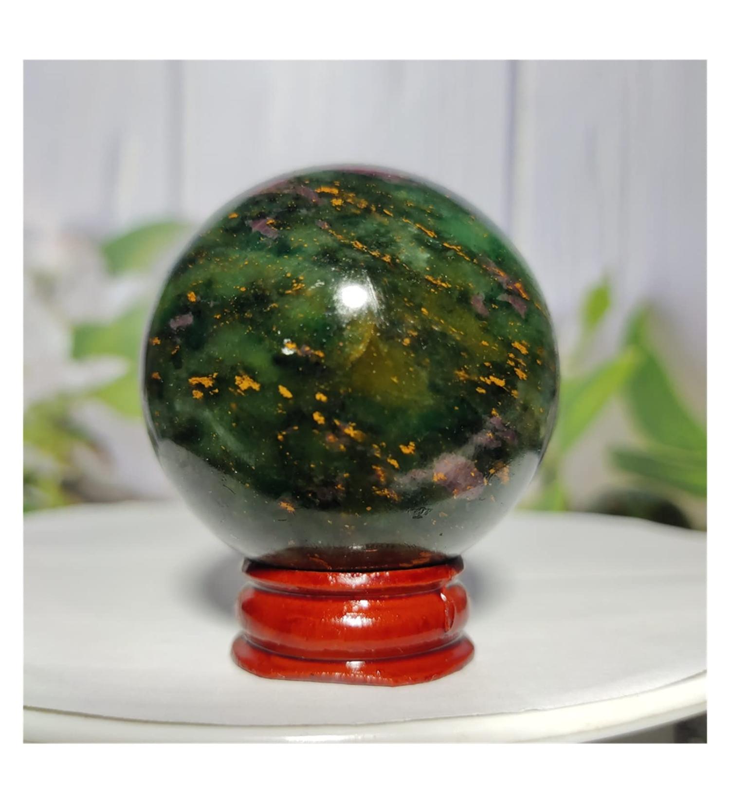 Natural Sphere Emeralds and Ruby Symbiotic Crystal Ball Natural Gemstones Hand Polished Spheres Quartz 1pc (Color : 210-220) - Buy Online on SooperMarket.com
