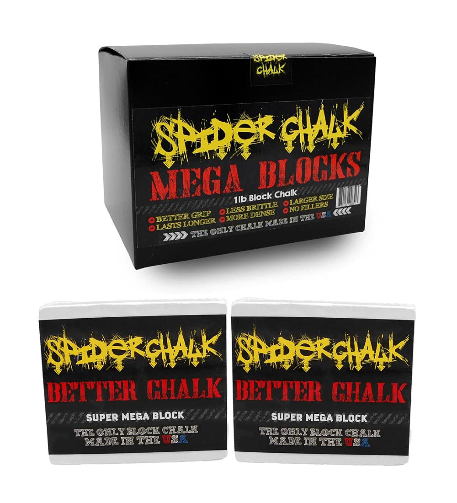 Spider Chalk Weightlifting Block Chalk - Best Gym Workout Chalk for Weights, Gymnastics, Rock Climbing - 99% Pure Block Athletic Chalk - USA Made - Buy Online on SooperMarket.com