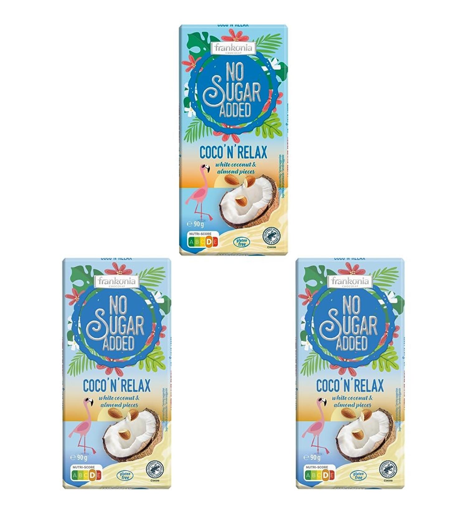 Frankonia Chocolat Limited Summer Edition Coco 'N' Relax White Chocolate with Almond 90g (Pack of 3) - Indulge in Premium International Treats - Buy Online on SooperMarket.com