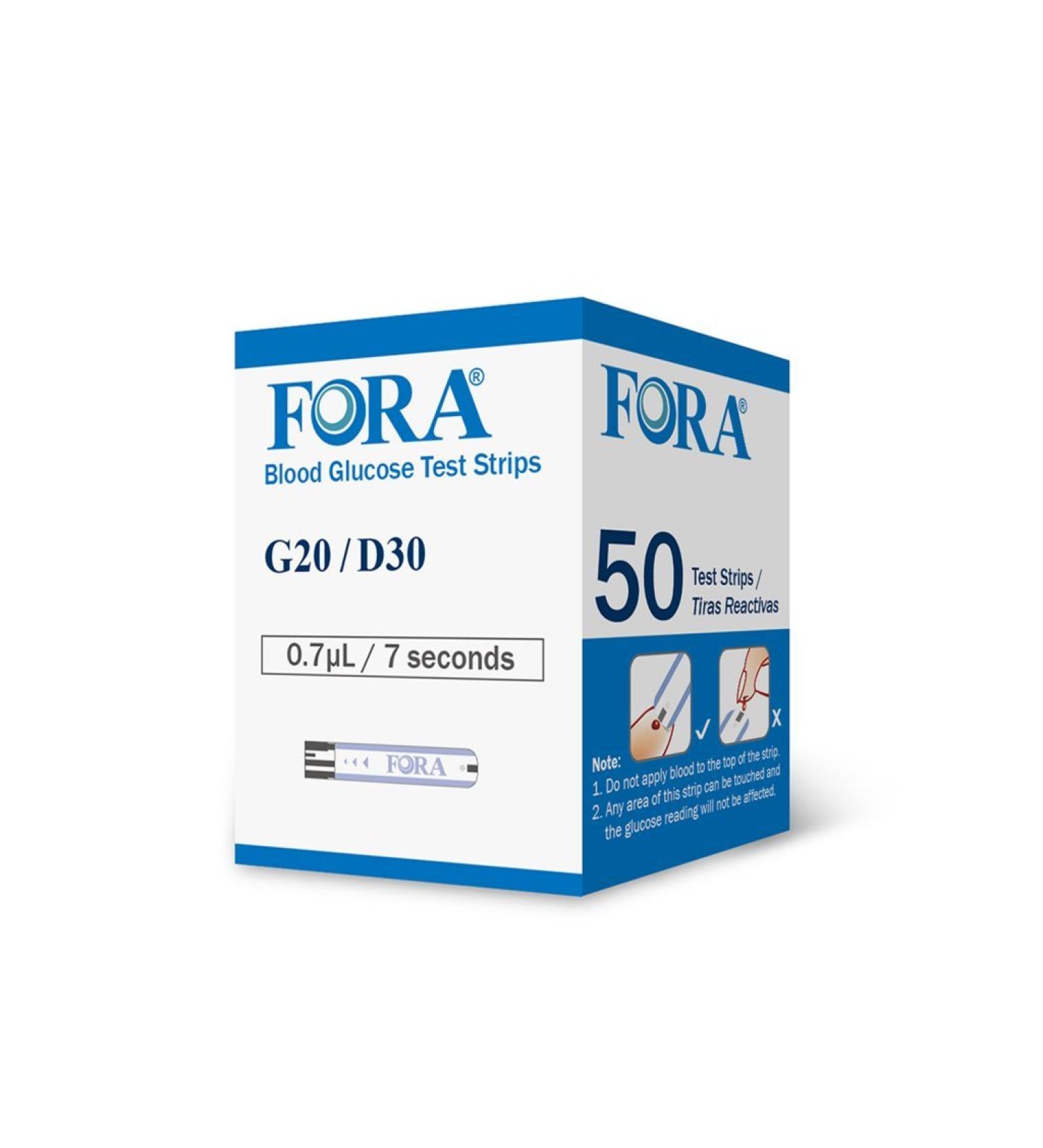 Short-Dated FORA G20 D30 V20 Blood Glucose Test Strips - 50 Count - Expires 2020Jan31 - Buy Online on SooperMarket.com