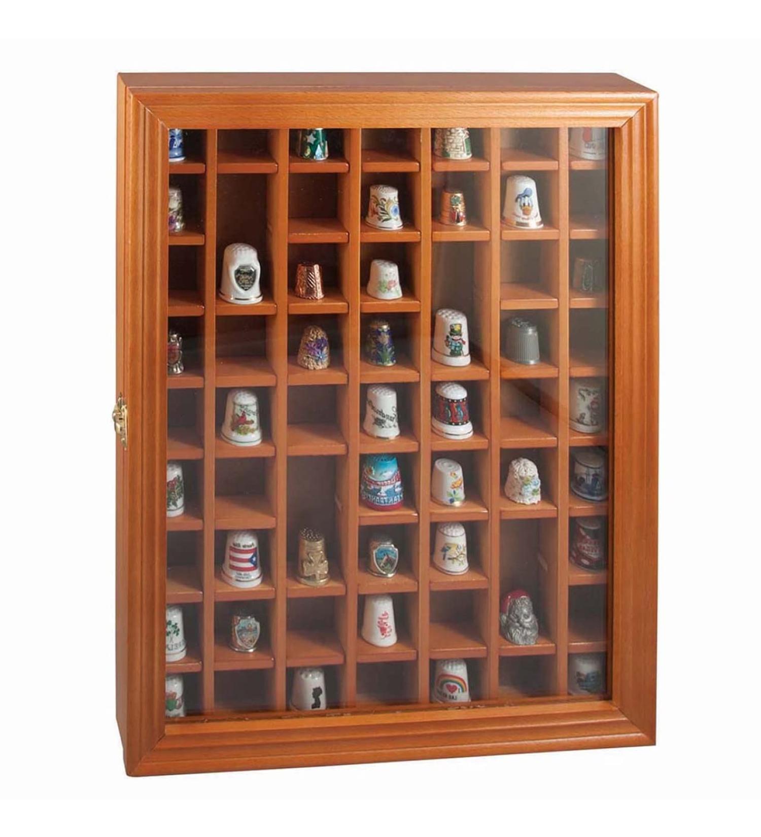 Herrschners 59-Thimble Deluxe Thimble Case with Glass Door - Organize and Display Your Thimble Collection - Buy Online on SooperMarket.com