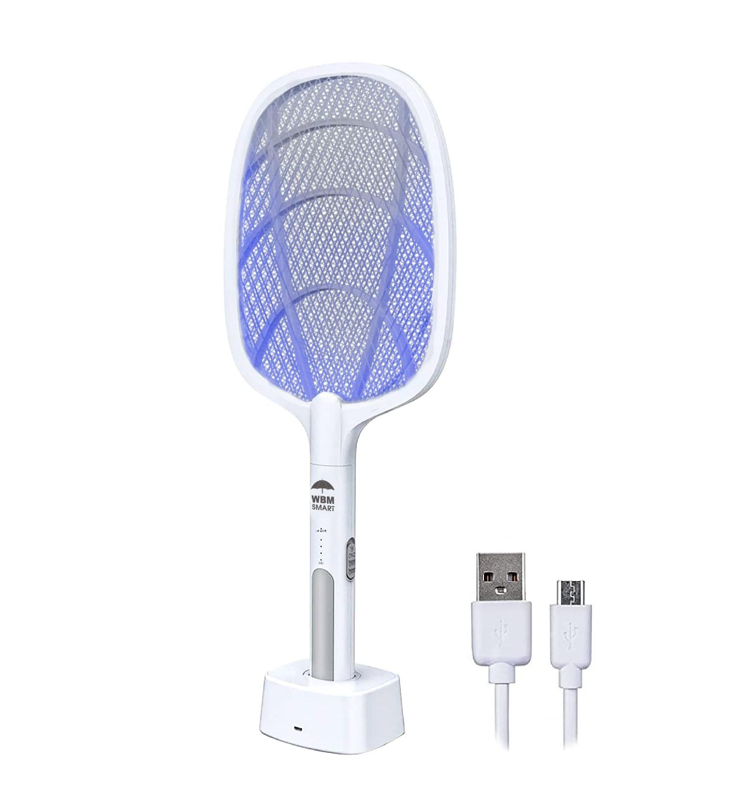 2 in 1 Electric Bug Zapper | USB Rechargeable Mosquito Trap Lamp & Racket | Powerful Grid | Safe for Home & Outdoor | Pack of 1 - Buy Online on SooperMarket.com