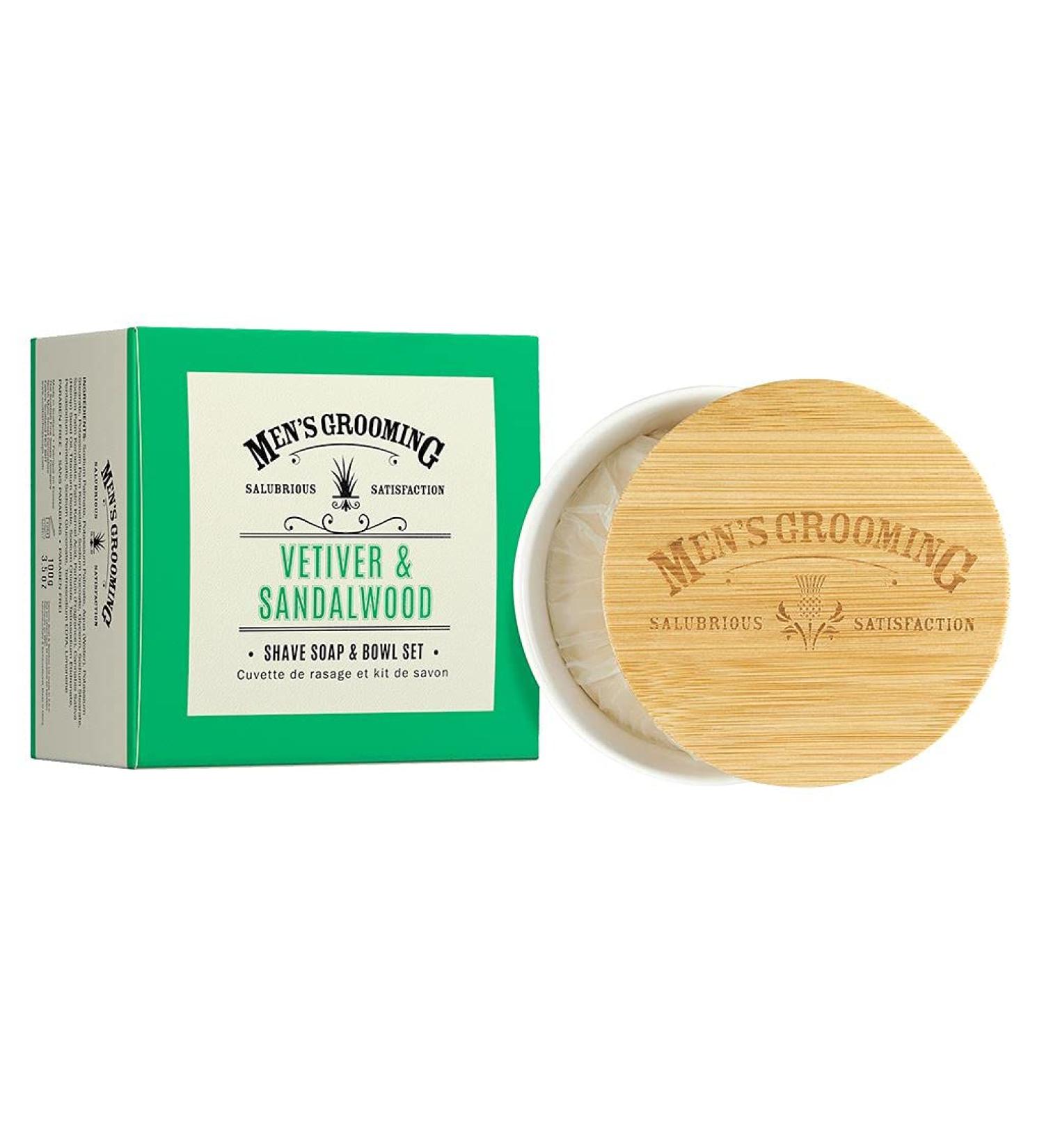 Scottish Fine Soaps Co. Vetiver & Sandalwood Shave Soap & Bowl Set | Men's Grooming 100g - Buy Online on SooperMarket.com