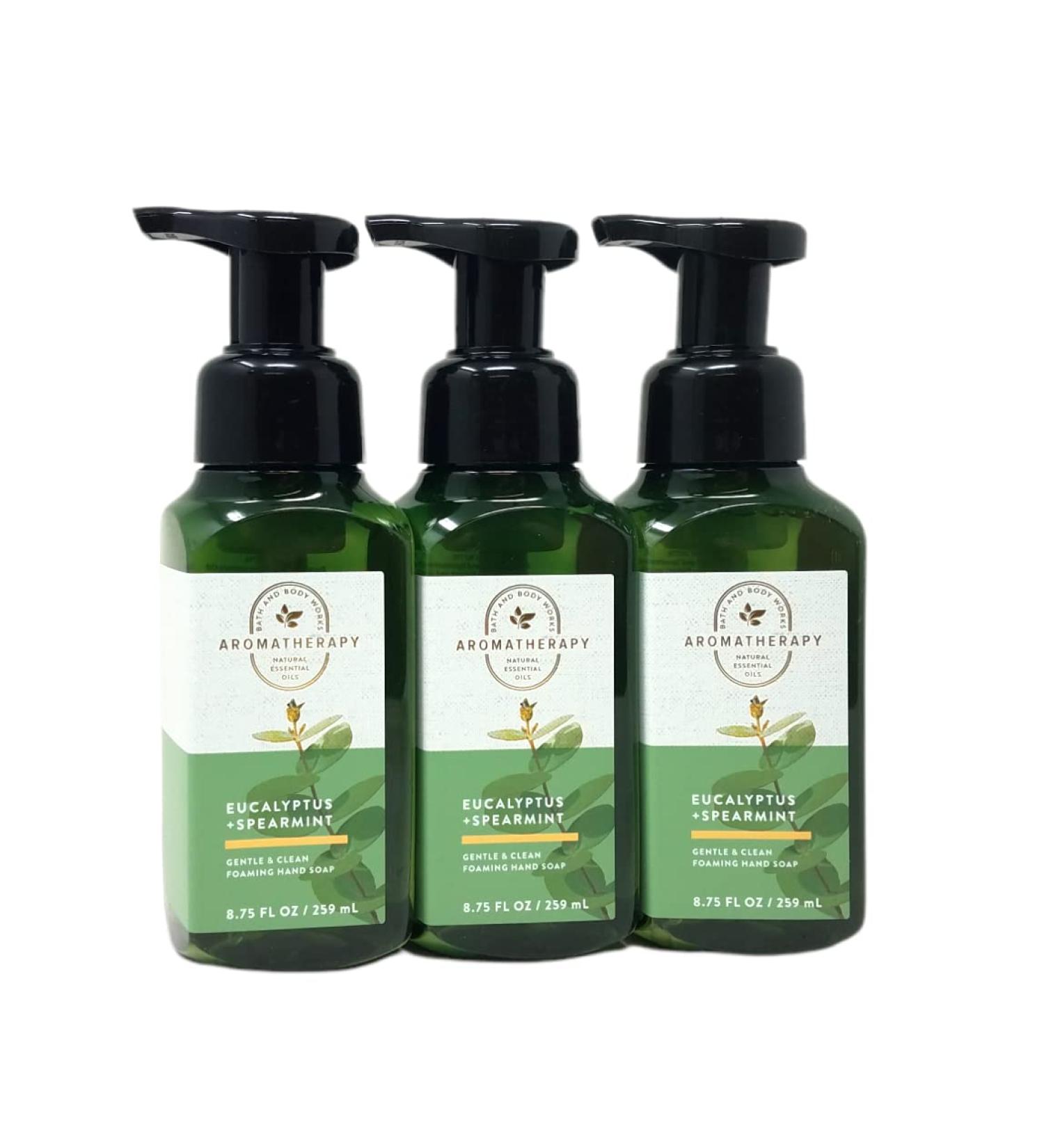 Bath & Body Works Aromatherapy Stress Relief Eucalyptus Spearmint Gentle Foaming Hand Soap 8.75 fl.oz Set of 3 Eucalyptus Spearmint 8.75 Fl Oz (Pack of 3)