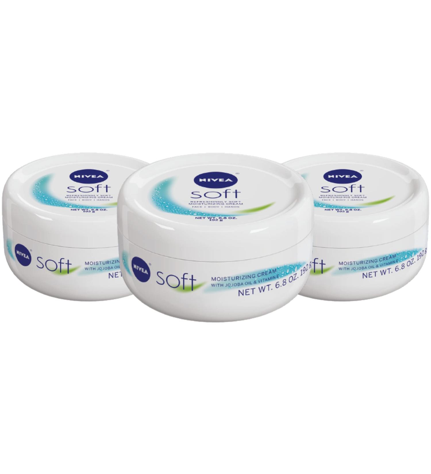 NIVEA Soft Cream 3 Pack - 6.8 Oz Jars - Refreshing Moisturizing Cream for Body, Face, and Hands - Buy Online on SooperMarket.com