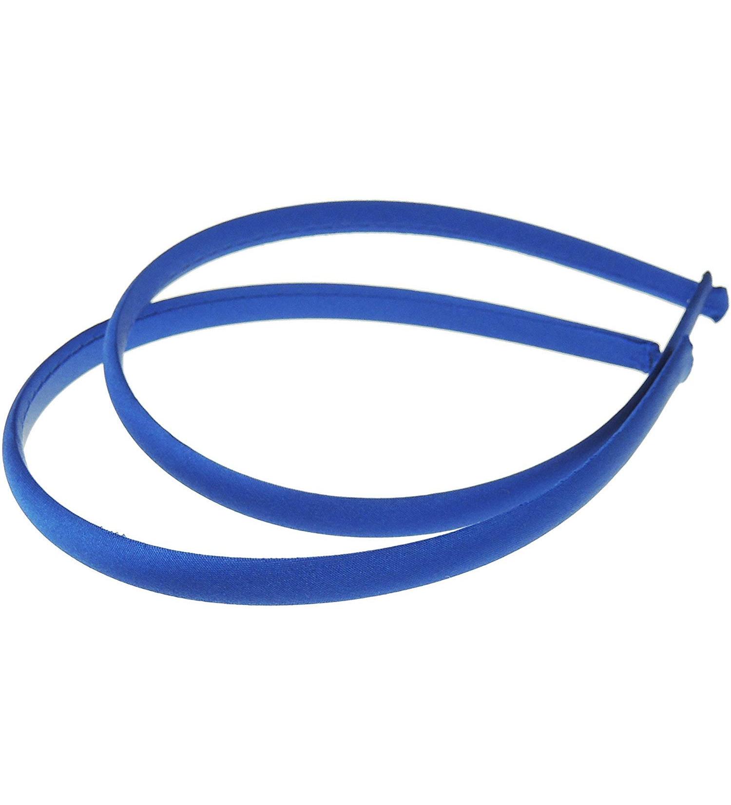 Mytoptrendz Set Of 2 Girls Plain Slim Satin Alice Band Headbands Hair Band (Royal Blue) One Size