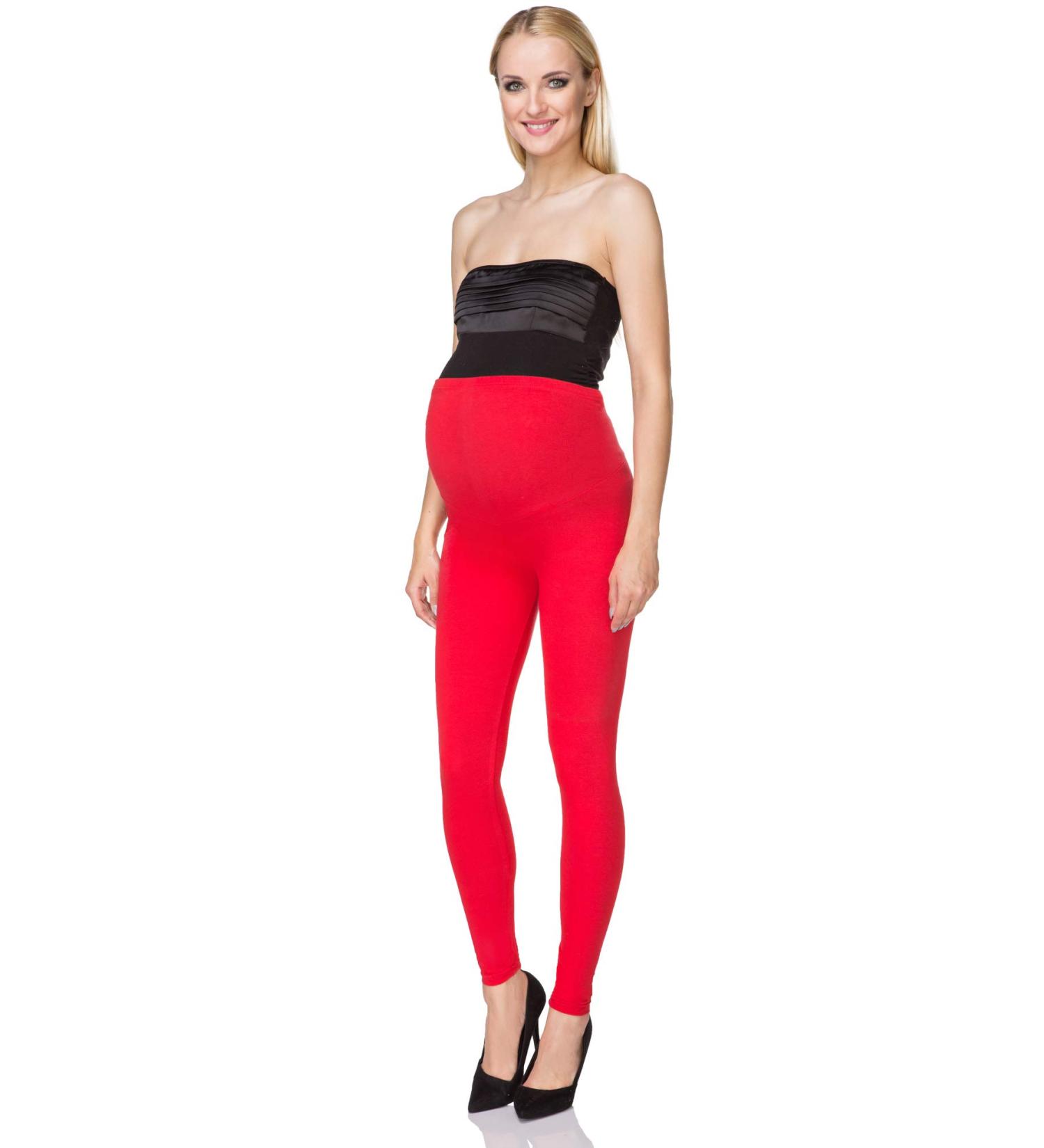 SOFTSAIL Maternity Leggings Pregnancy Pants Cotton Trousers with Belly Support Over Bump High Waisted Stretchy Soft Women Maternity Clothes Pregnancy Wear 20 Red