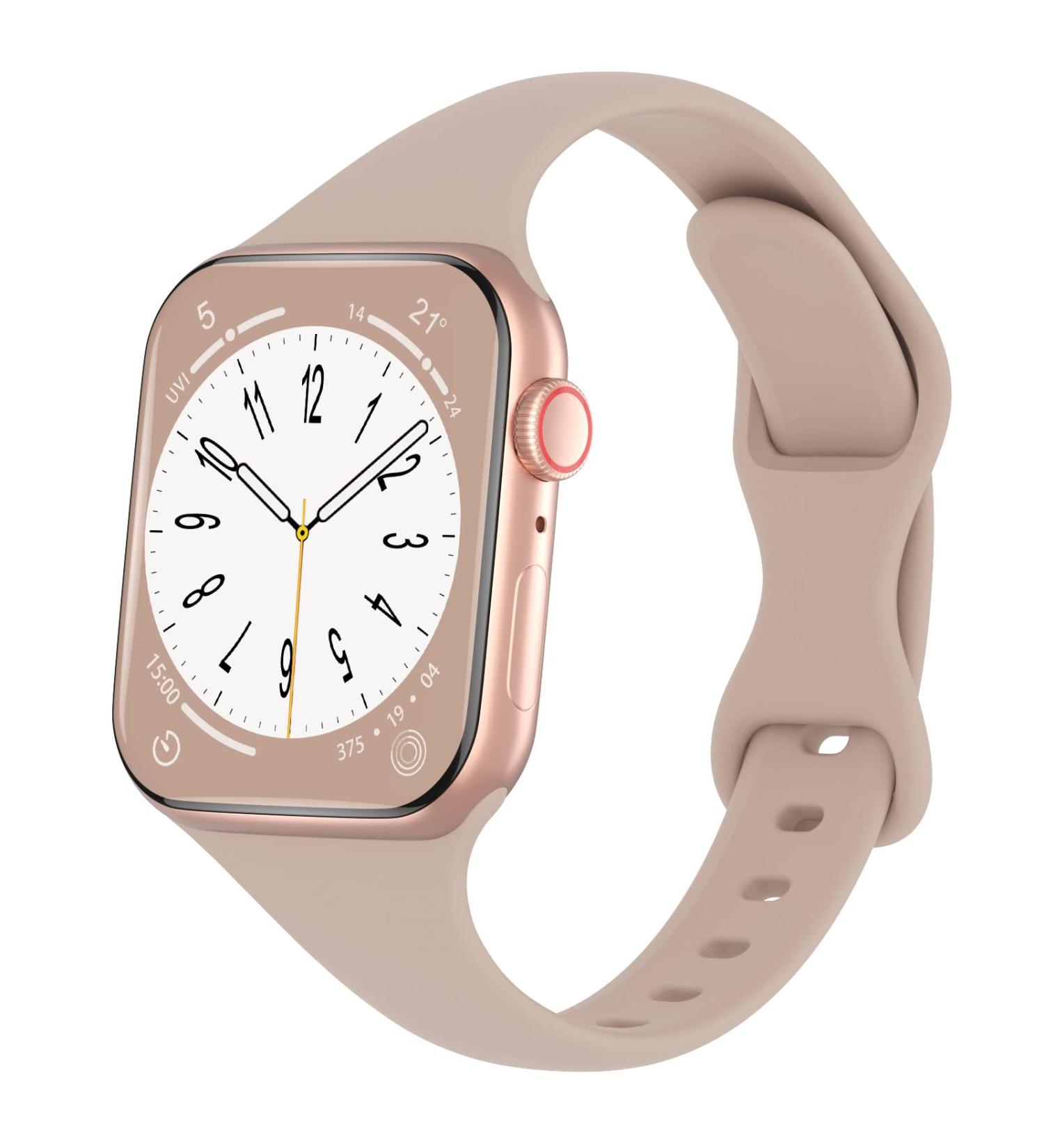 DYKEISS Sport Slim Silicone Band Compatible for Apple Watch Band 38mm 42mm 40mm 44mm 41mm 45mm 49mm  Thin Soft Narrow Replacement Strap Wristband for iWatch Ultra Series 8/7/SE/6/5/4/3/2/1 Women Men Milk Tea 38/40/41mm - Buy Online on SooperMarket.com