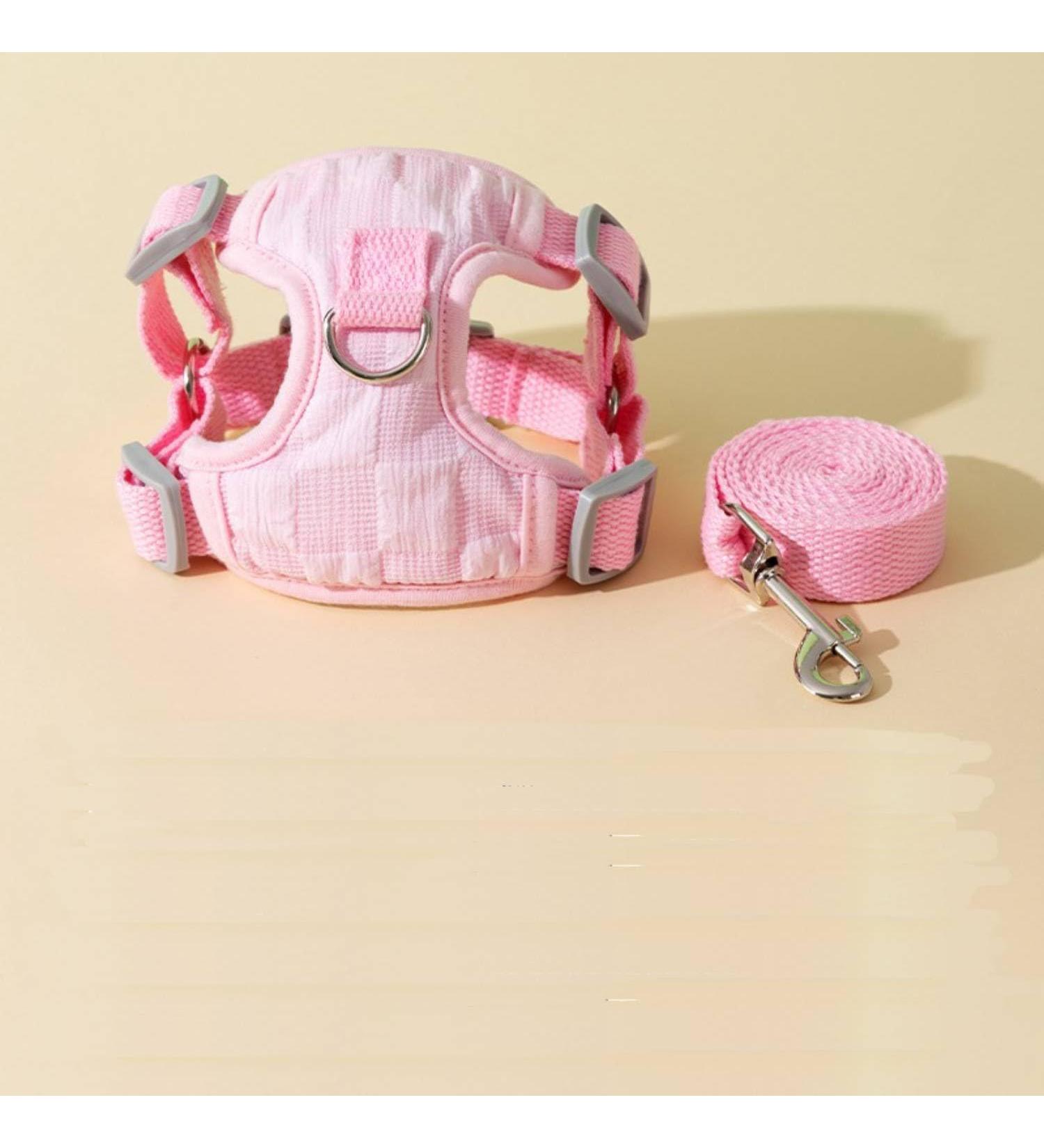 Fueegue Cat Harness with Leash Escape Proof Adjustable Soft for Cats and Dogs Puppy Harness Pink Bubble Mesh S