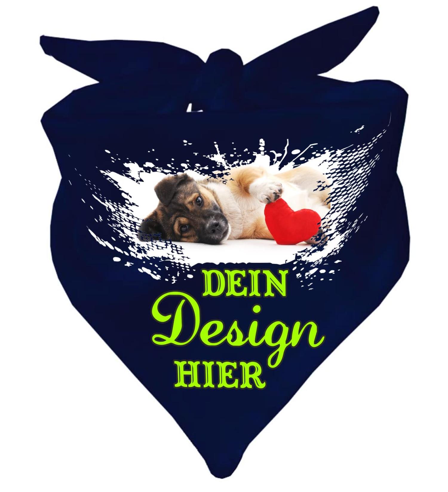 Personalized Navy Dog Triangular Scarf - Custom Motif Size 68x20 cm - International Shipping - Buy Online on SooperMarket.com
