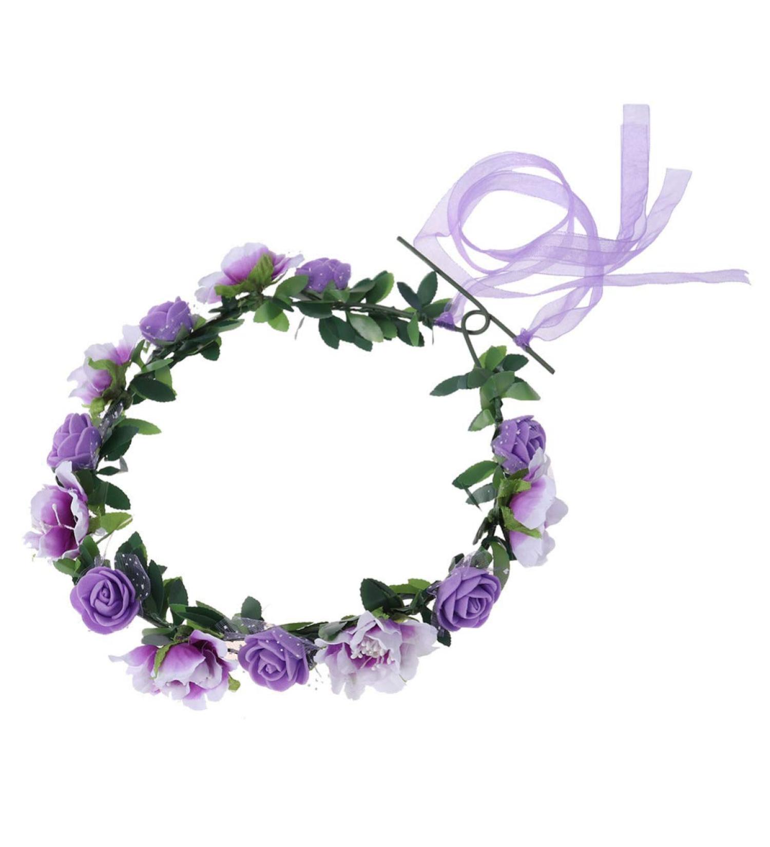 KALLORY Purple Flower Crown Headband for Bridesmaids & Flower Girls - Buy Online on SooperMarket.com