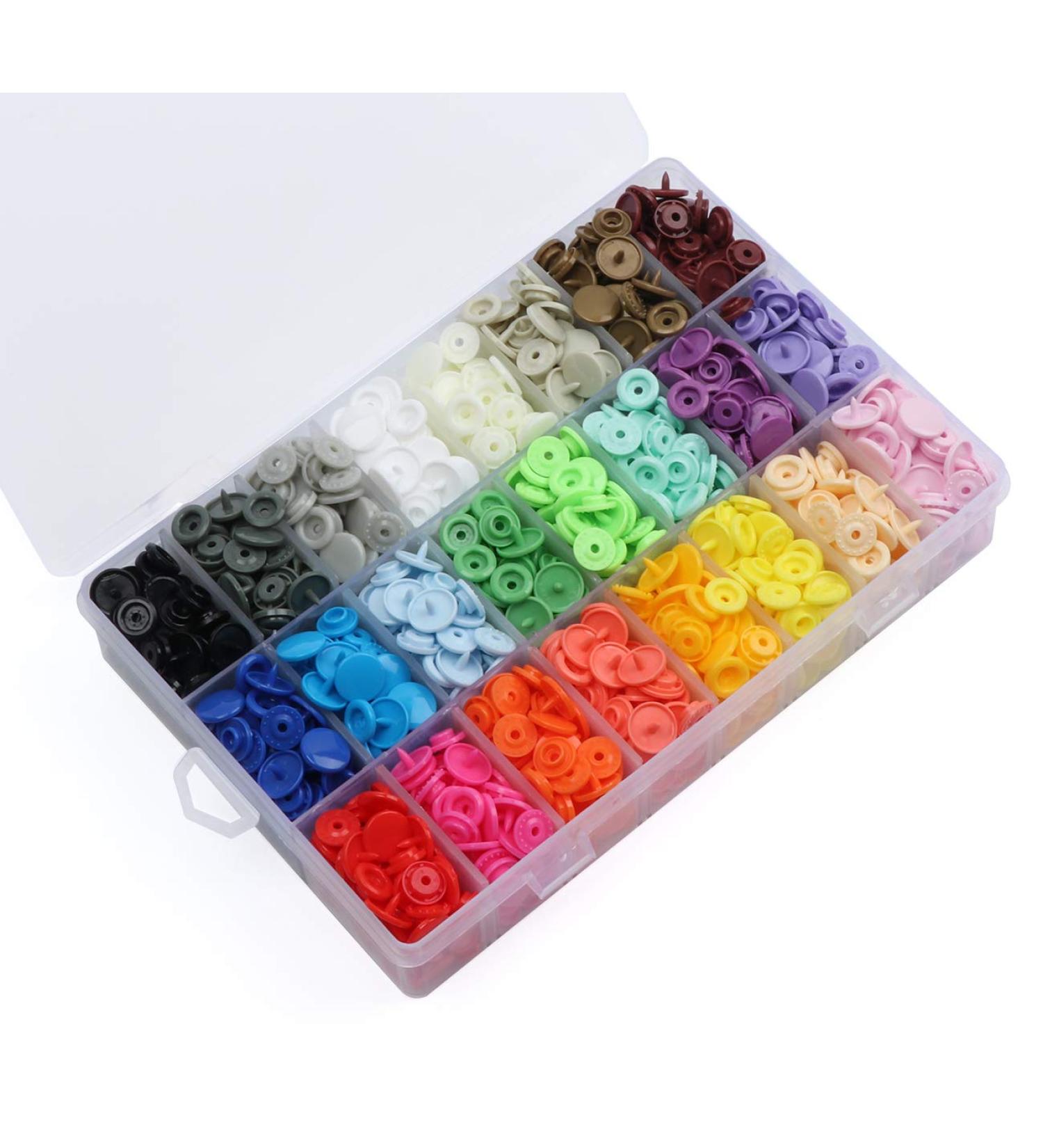 Ilauke 408 Sets Plastic Snap Buttons with Organizer Case - T5 No-Sew Snaps for Bibs, Diapers, Crafts - Buy Online on SooperMarket.com