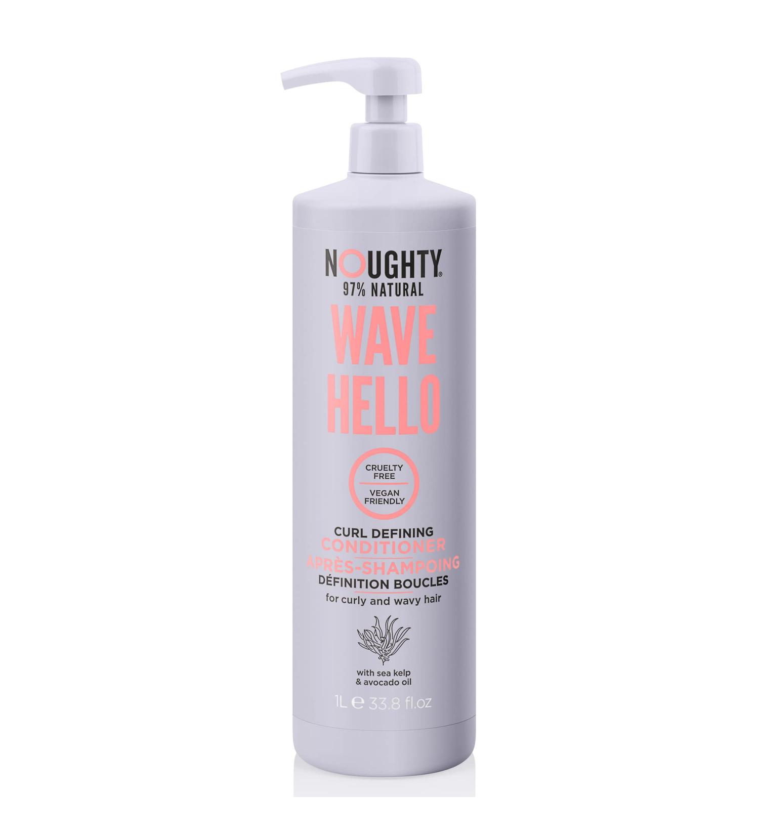 Noughty Wave Hello Curl Defining Conditioner - 97% Natural Sulfate-Free Vegan Formula with Seaweed & Avocado Oil for Curly Hair - 1L - Buy Online on SooperMarket.com