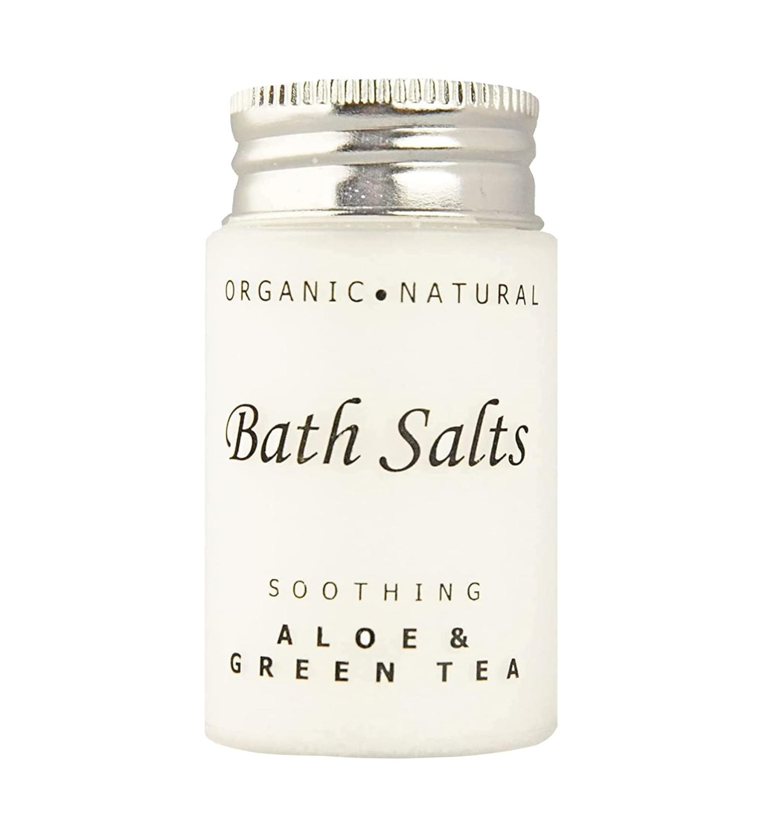 Soothing Aloe and Green Tea Bath Salts - 1.2 oz Single Use Travel Size Jar (Case of 50) - Buy Online on SooperMarket.com
