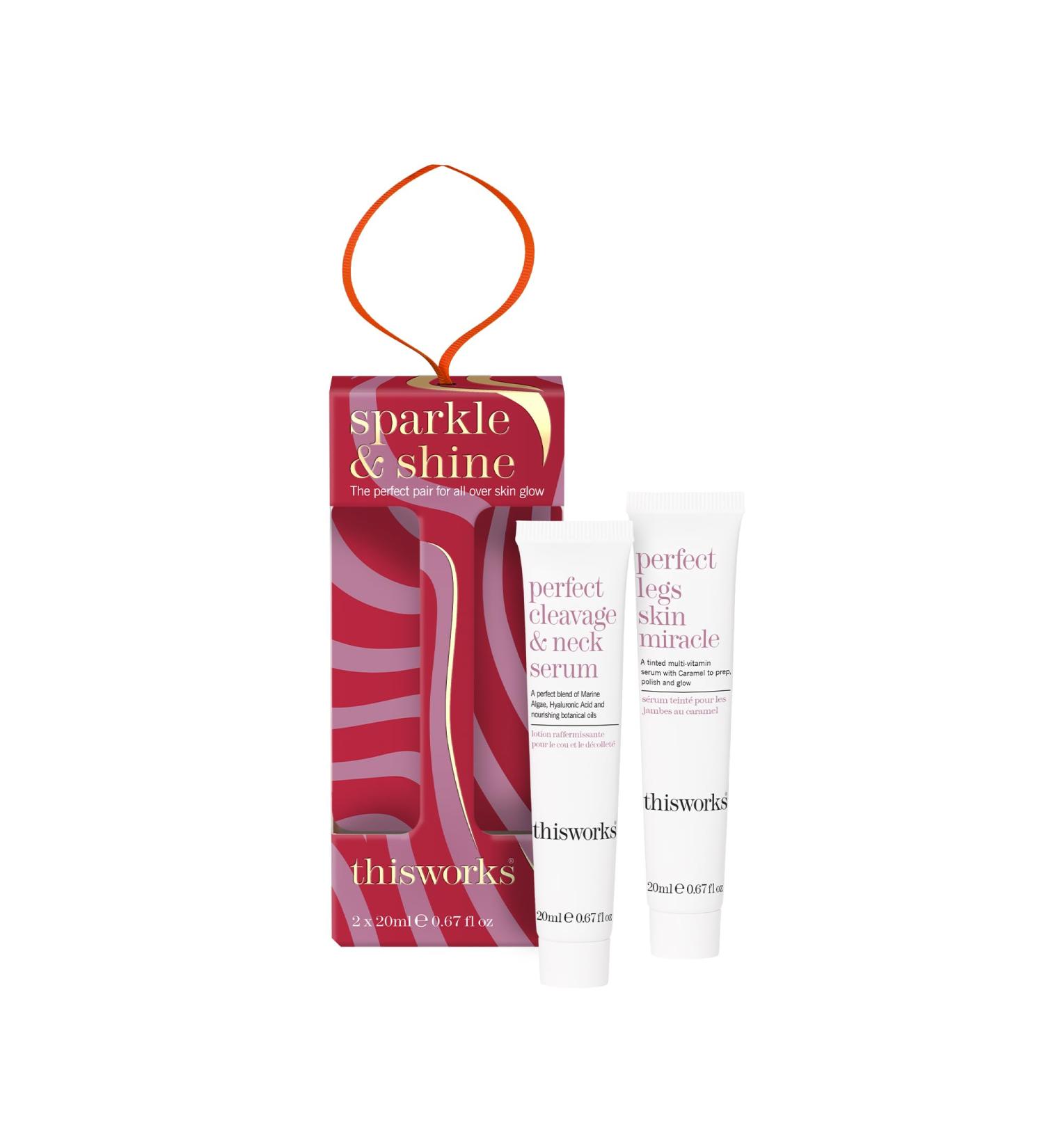 This Works Sparkle & Shine Gift Set - Travel Size Perfect Legs Skin Miracle and Perfect Cleavage & Neck Serum - Pamper Gifts for Women Christmas Gifts for Her - Buy Online on SooperMarket.com