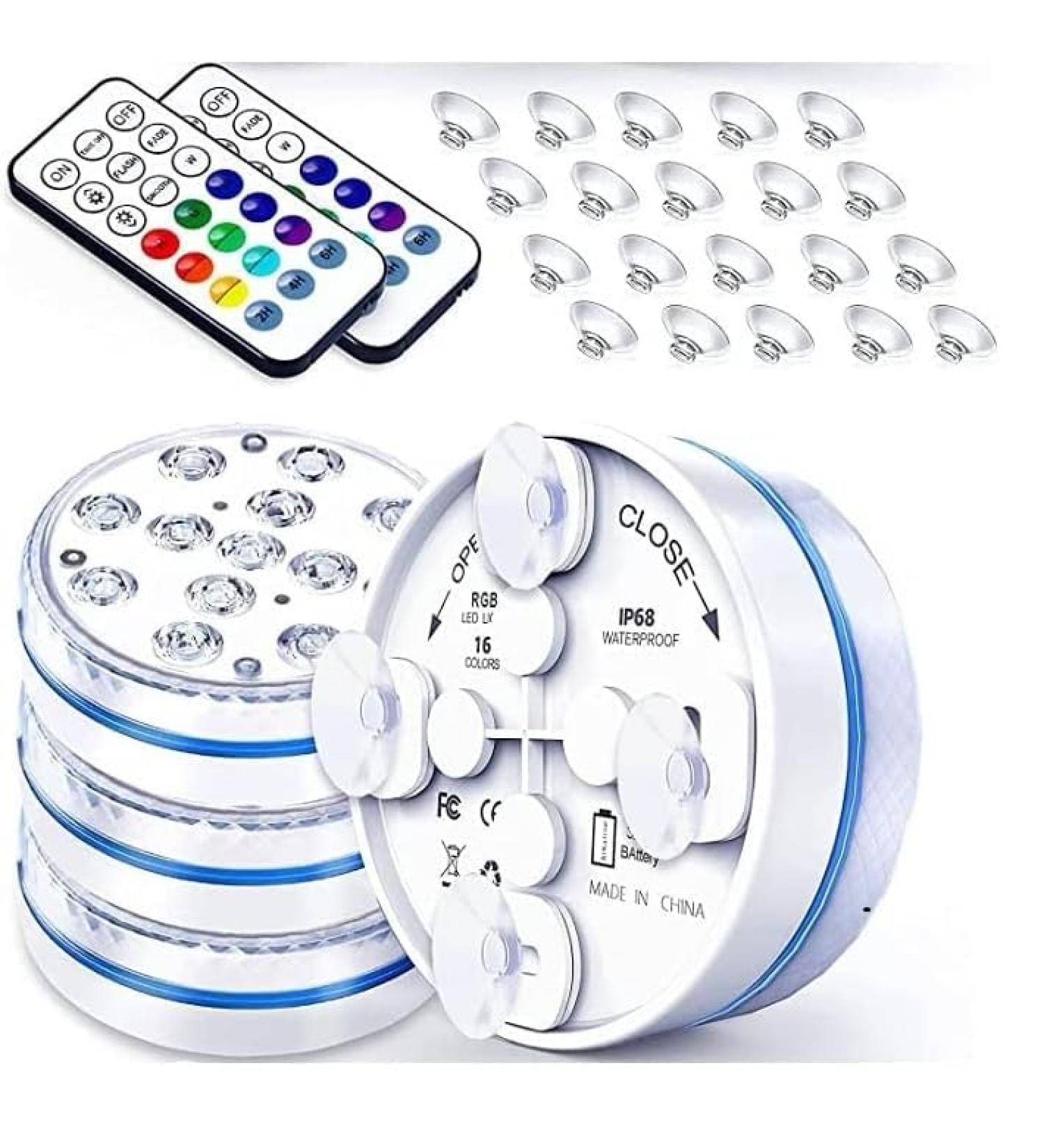 Zhongkaifa underwater light with remote control RGB multi color changing waterproof LED underwater light pond lighting pool lighting for vase base party christmas swimming pool wedding (4 pcs) - Buy Online on SooperMarket.com