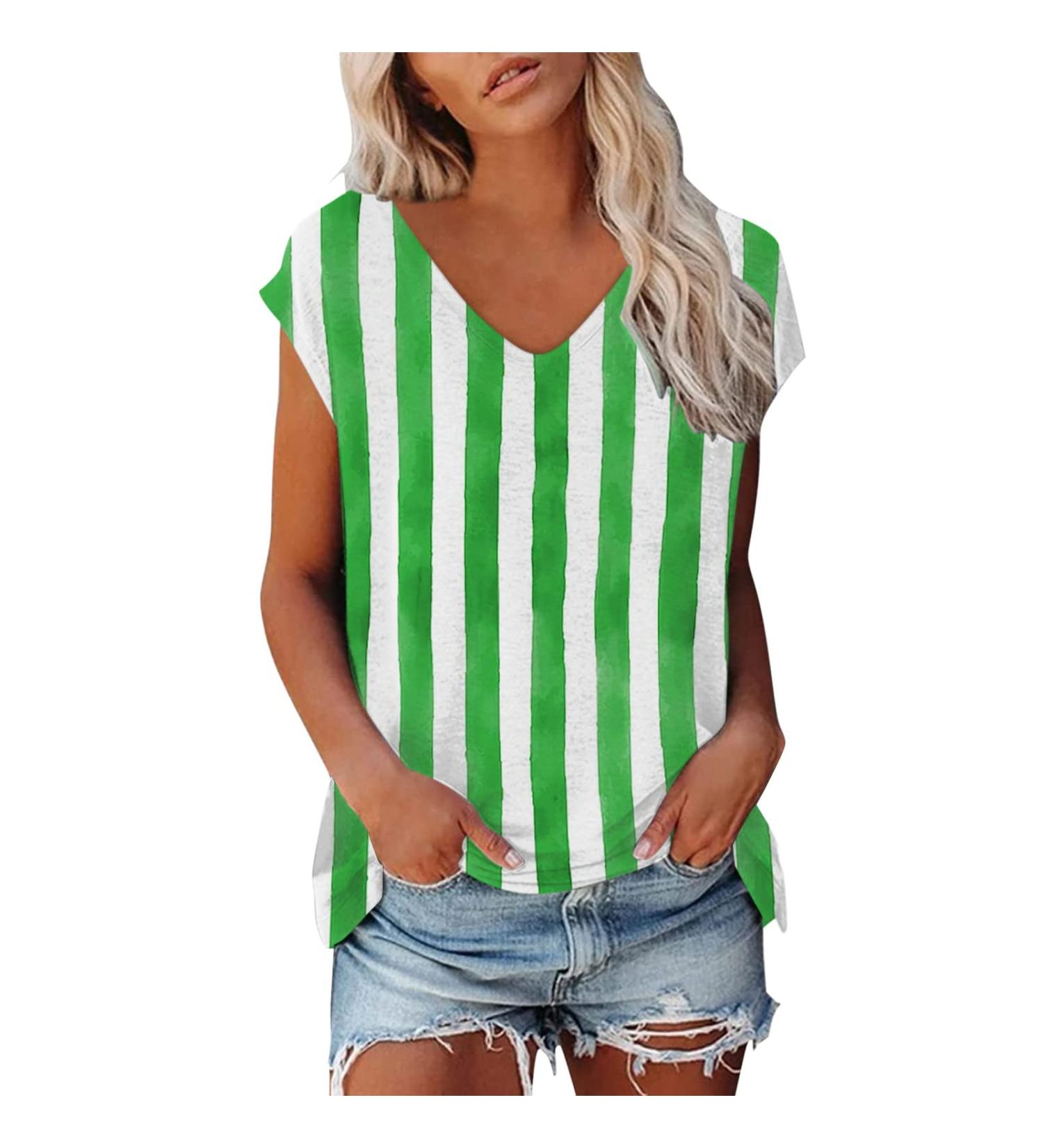 Short Sleeve T Shirts Clothing Woman T-Shirt Casual Black Clothing Top Women's Floral Pattern for Women Crop Tops Shirt Shirts Top Women's Summer Tank Top 1 Green L - Buy Online on SooperMarket.com