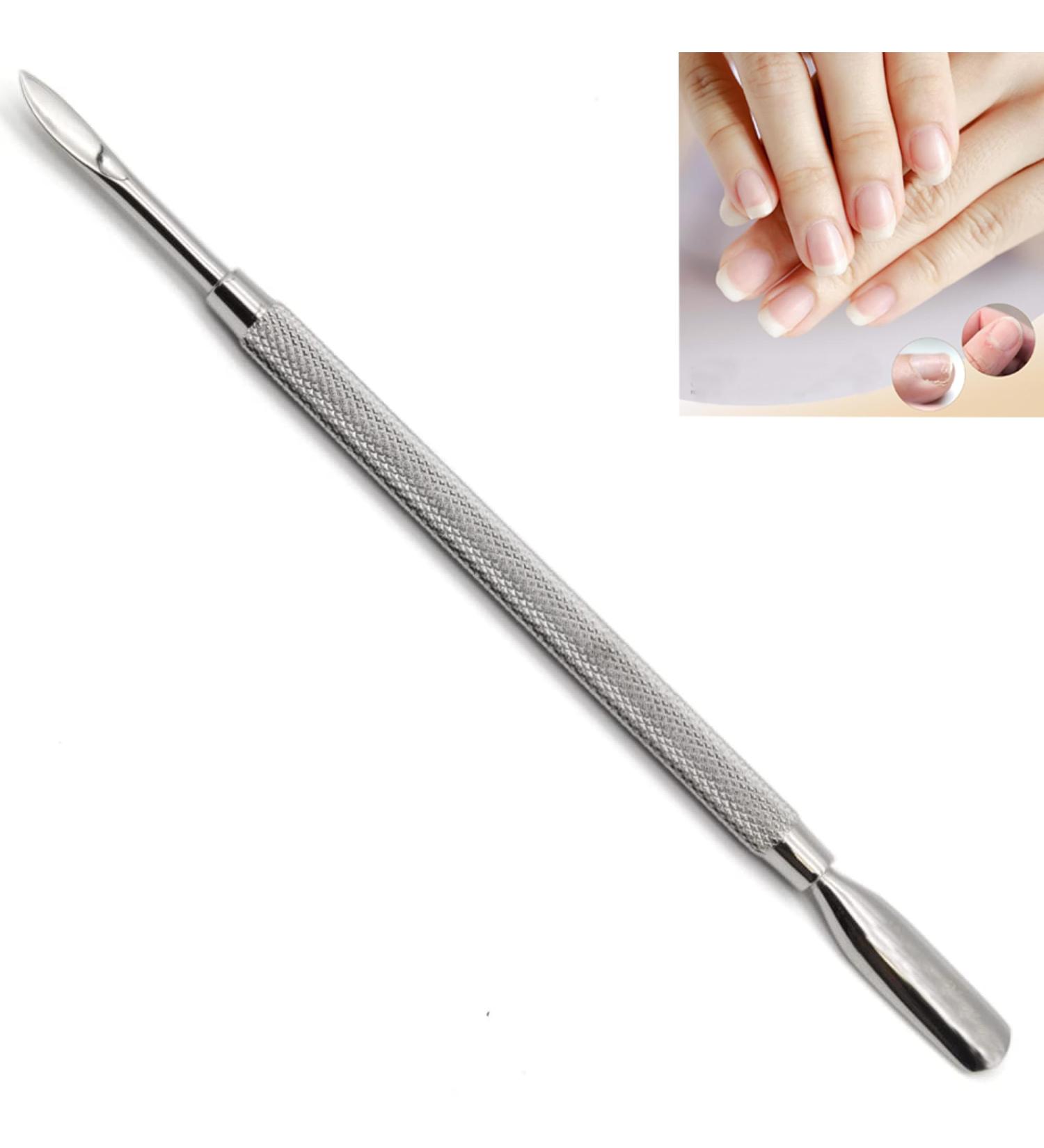 AFTREN Double Sided Metal Cuticle Pusher Tool Manicure Pedicure Salon Professional Cuticle Remover Quality J2 Curved Edge Stainless Steel - Buy Online on SooperMarket.com