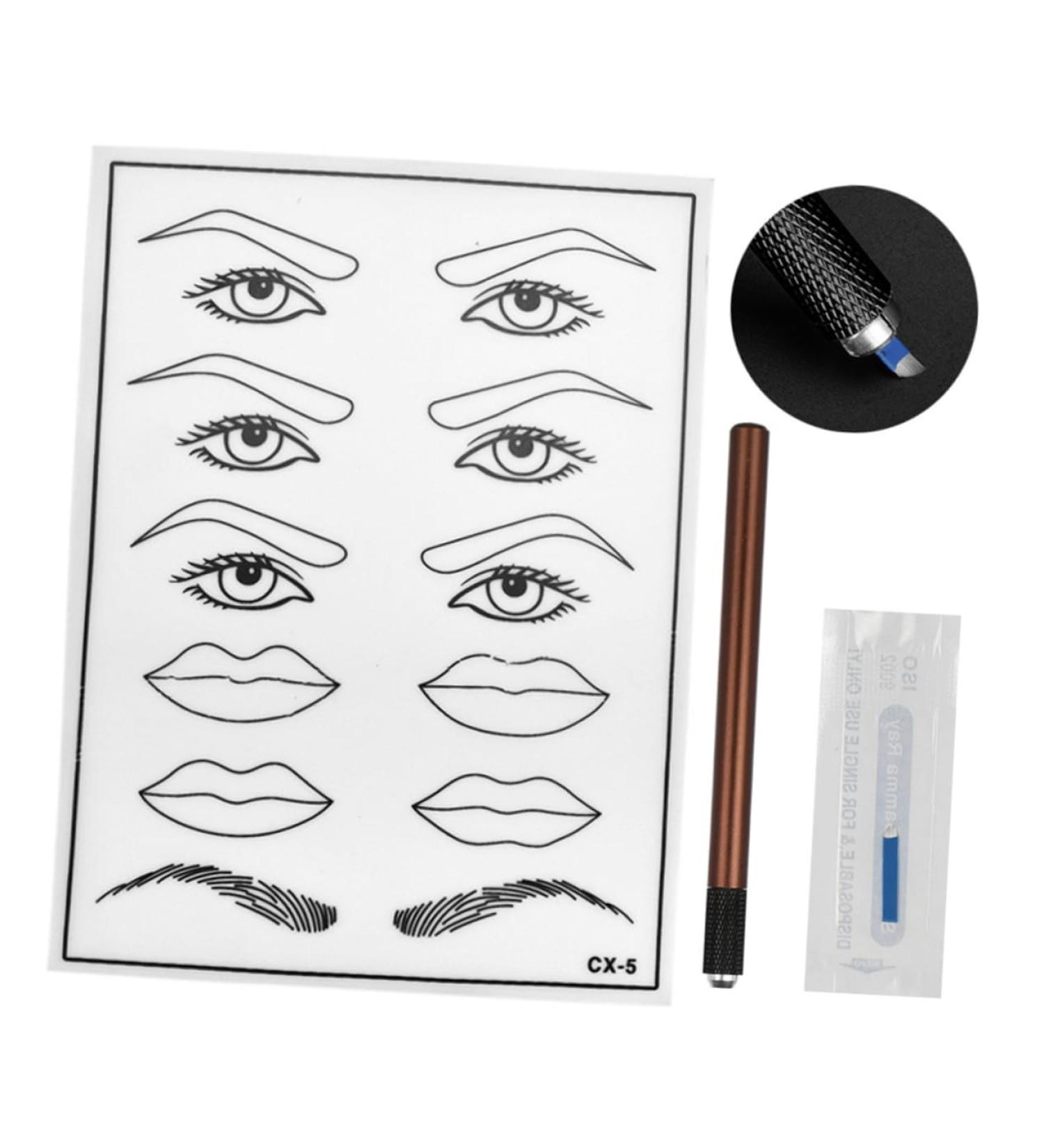 Mikinona Practice Skin Kit White Practice Eyebrow Semi-permanent Mouth Skin Eye Single Kit Microblading End and Pen - Buy Online on SooperMarket.com