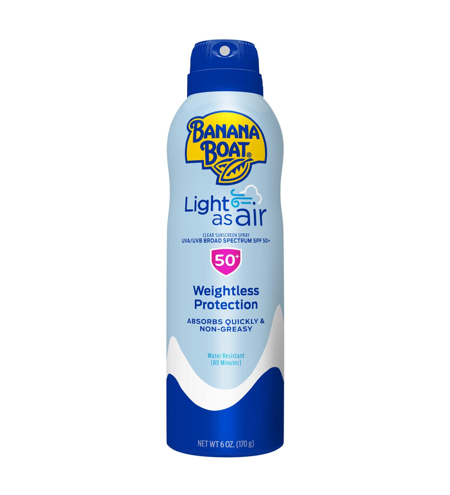 Banana Boat SPF 50+ Light as Air 6oz Spray - Sun Protection for All-Day Coverage - Buy Online on SooperMarket.com