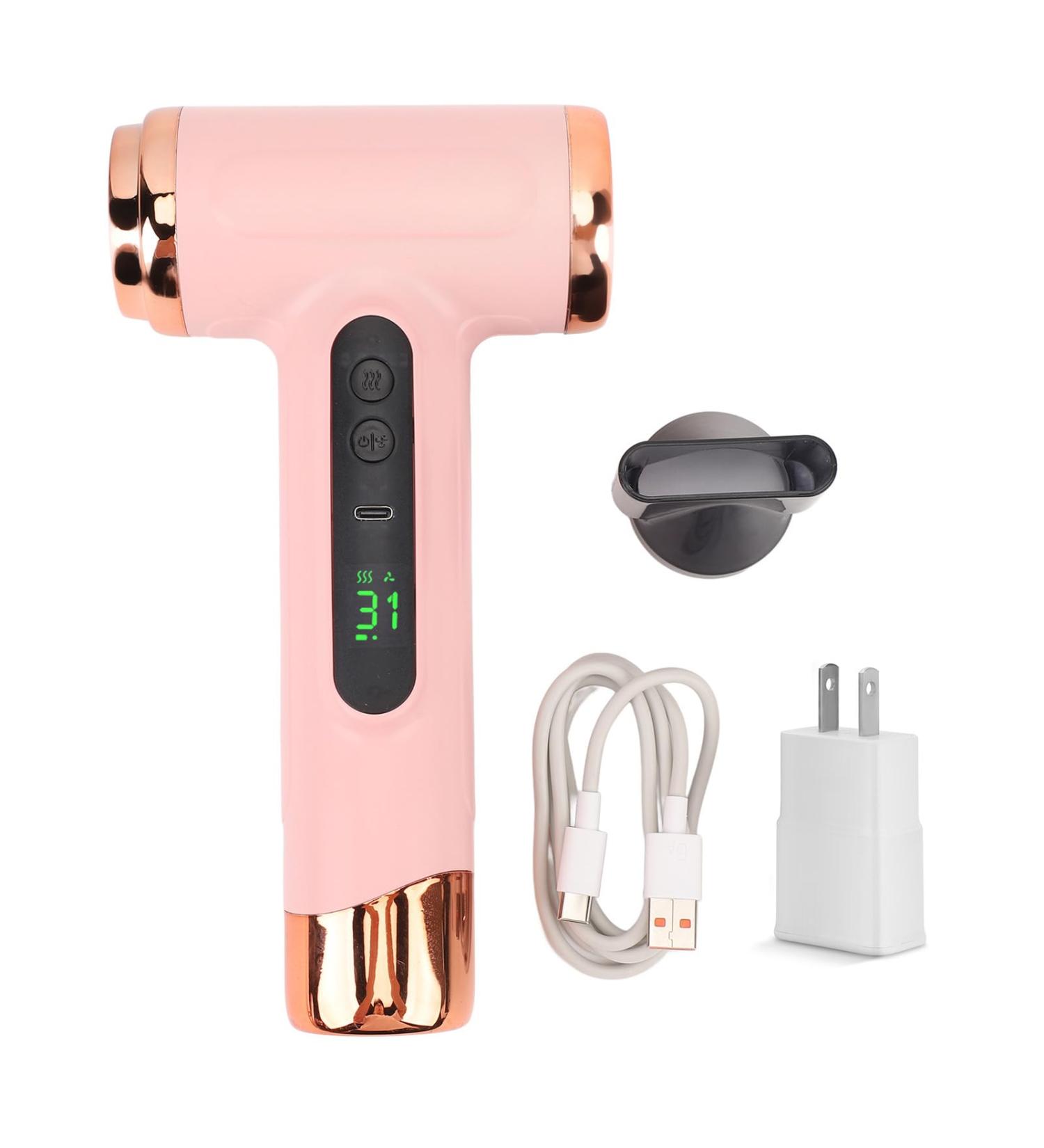 Hair Dryer with Diffuser Powerful Ionic Blow Dryer with 20W Plug for Fast Drying Travel Hair Blow Dryer Portable Rechargeable USB Cordless Hair Dryer for Home Dormitory (US) US Pinks - Buy Online on SooperMarket.com