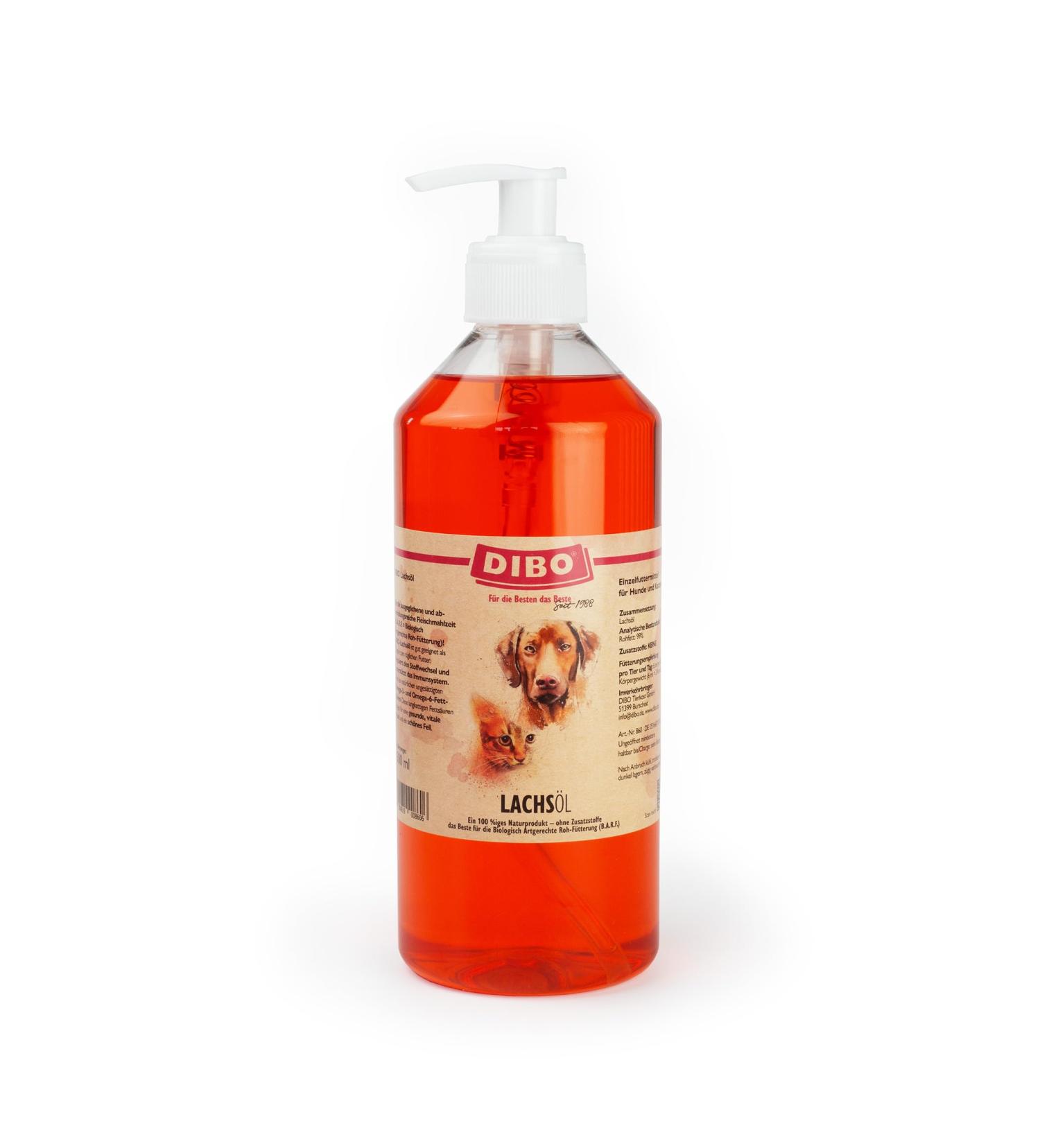Buy DIBO Salmon Oil with Pump 500ml - Healthy Natural Supplementary Feed for Dogs | BARF Dog Food - Buy Online on SooperMarket.com