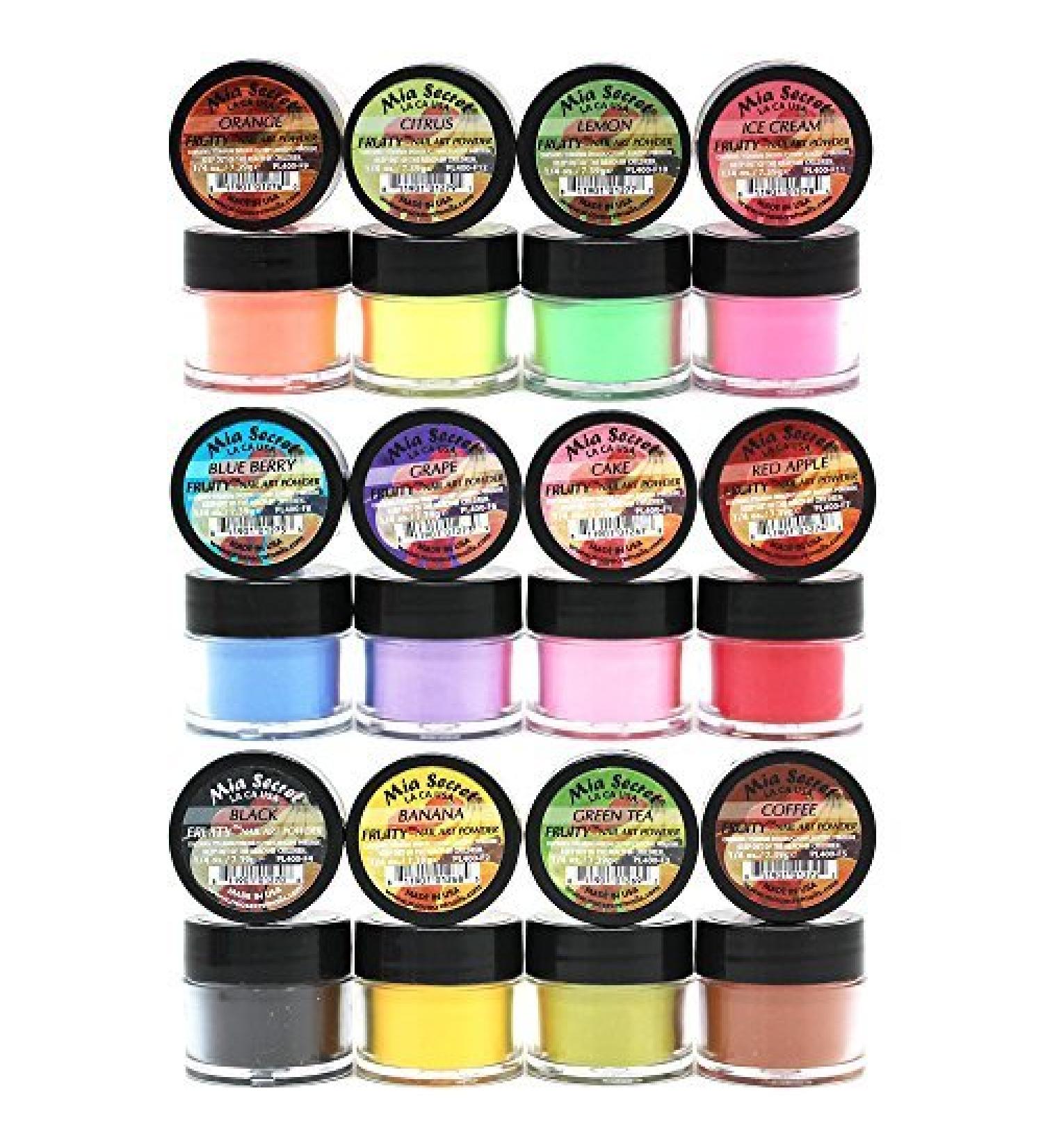 Mia Secret Fruity Collection Nail Acrylic Powder Set of 12 - Vibrant Colors for Stunning Nail Designs - Buy Online on SooperMarket.com