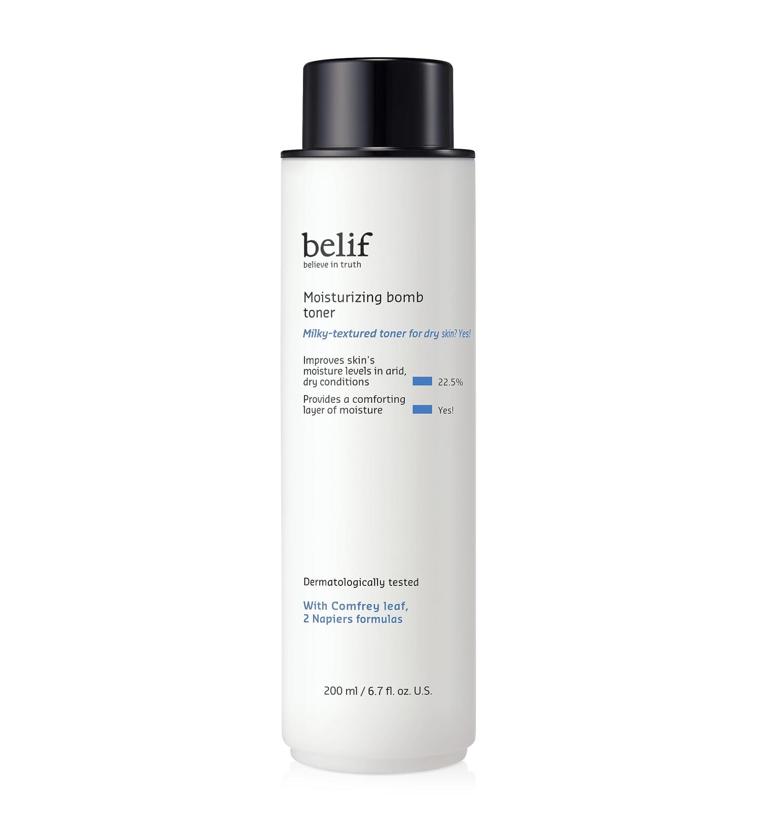 Belif Moisturizing Bomb Toner with Ceramide | Ultra Hydrating 2-in-1 Toner & Moisturizer for Dry Skin | Korean Skin Care - Buy Online on SooperMarket.com