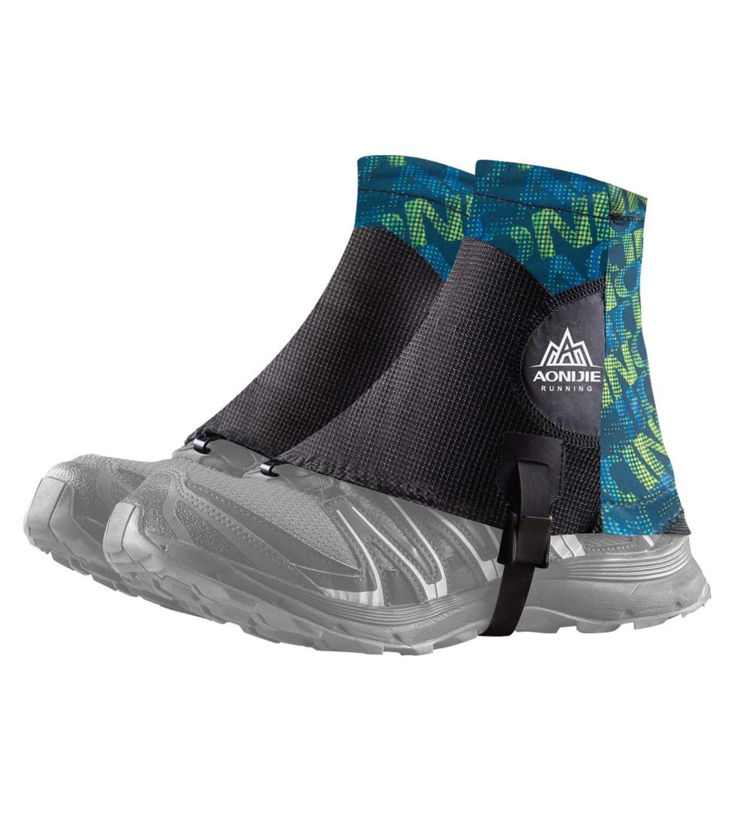 AONIJIE Low Trail Gaiters: Reflective Ankle Gators for Triathlon, Marathon, Hiking - Black/Green - Buy Online on SooperMarket.com