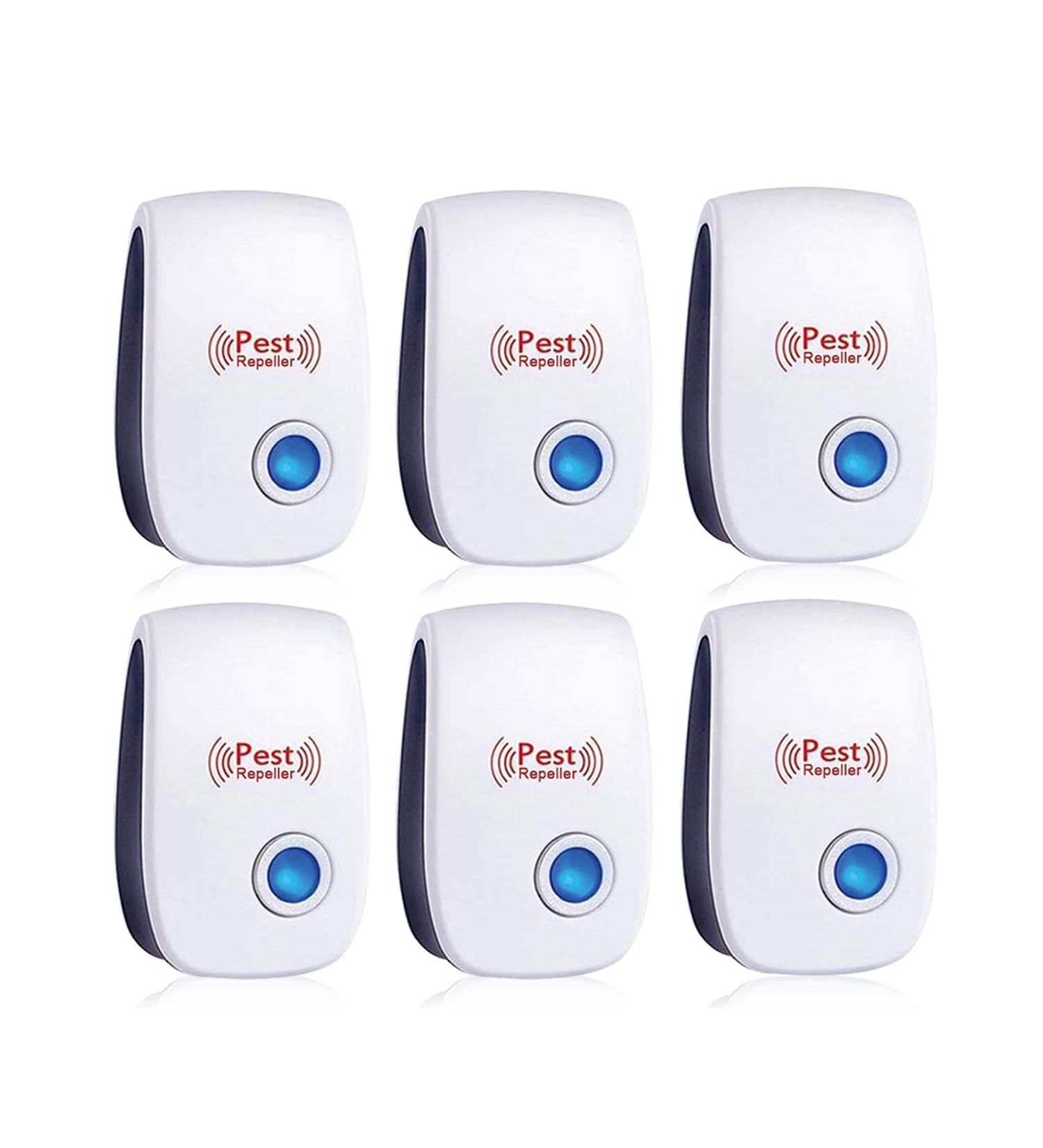 6 Pack Ultrasonic Pest Repeller - Electronic Plug-in Sonic Control for Insects, Rodents, and Bugs - Home, Office, Warehouse, Hotel - Repels Roaches, Ants, Mice, Mosquitoes, Spiders - Buy Online on SooperMarket.com