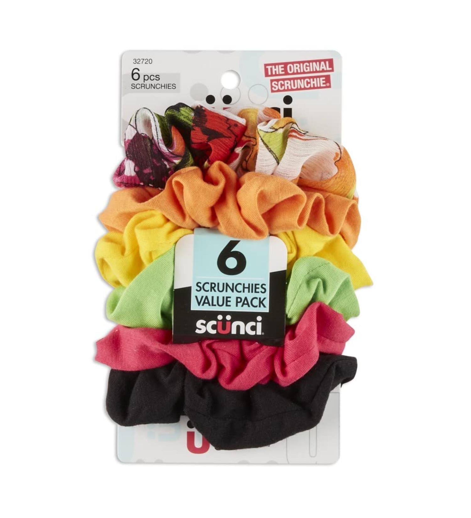 Scunci Value Pack No Damage Scrunchies - 6 Pcs Assorted Colors