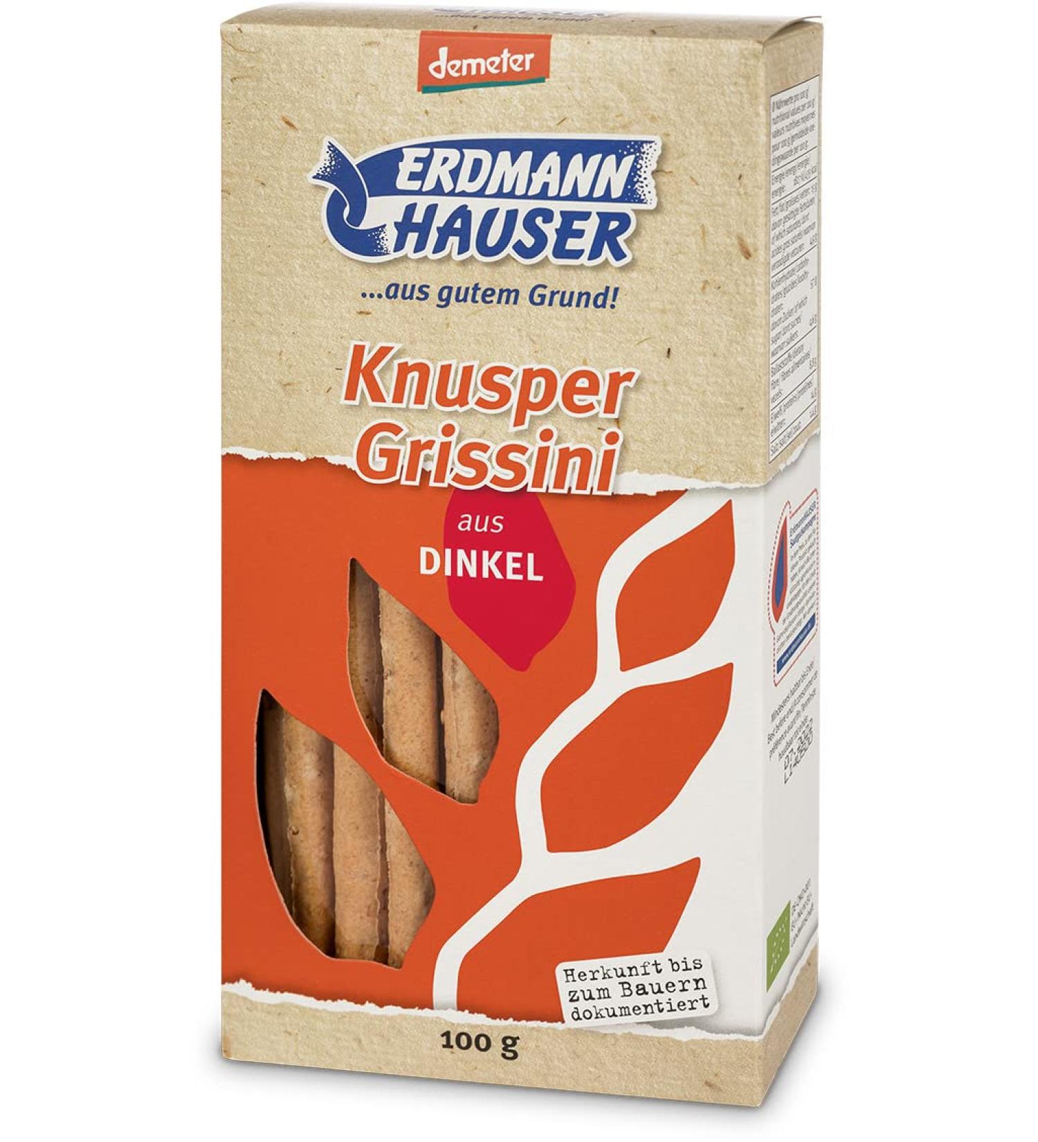 ErdmannHAUSER Grain Products Organic Crispy Grissini made from Spelt (2 x 100 gr)