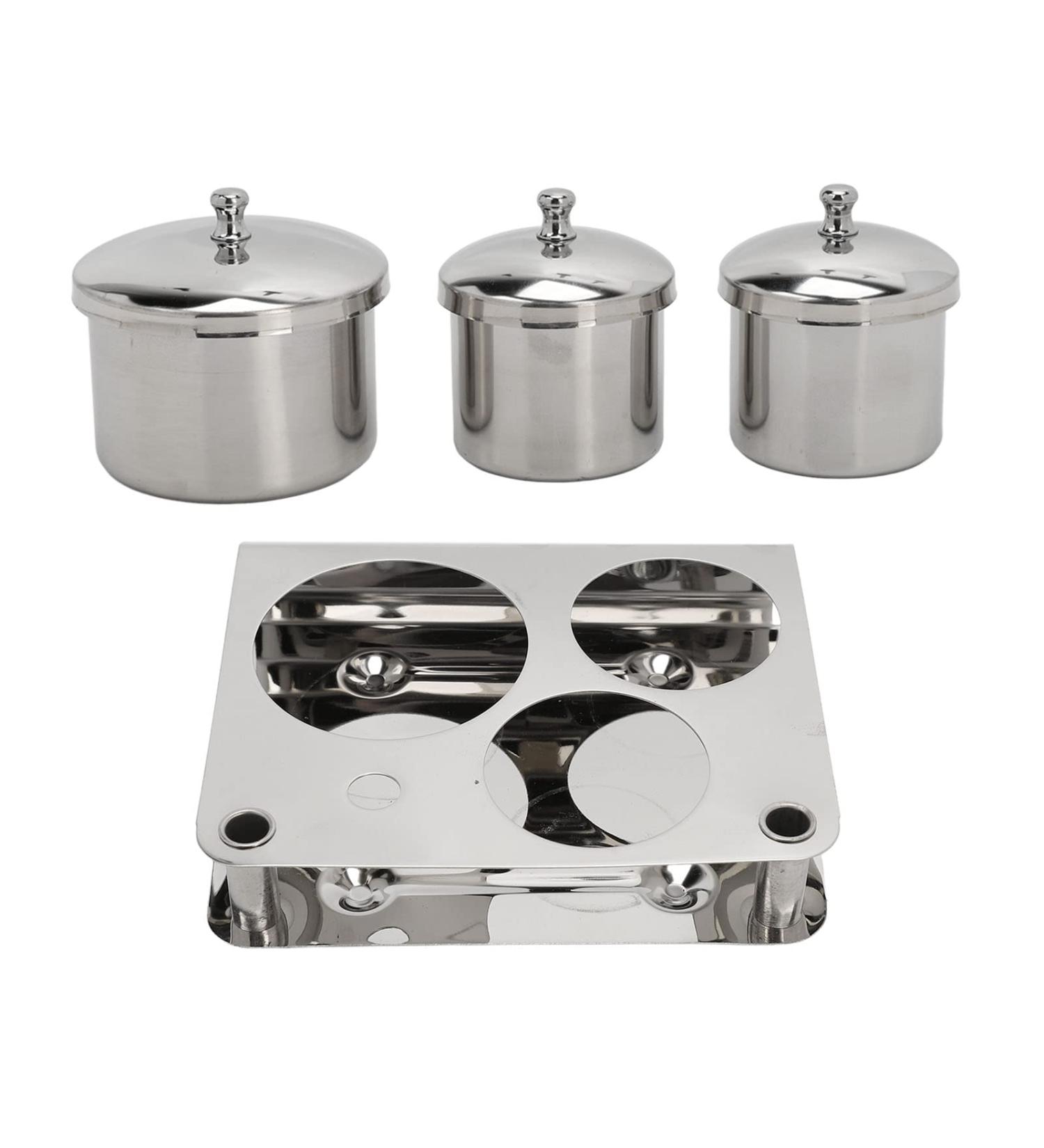 Dustproof Smooth Surface Nail Art Equipment Cup with Lids Stainless Steel Nail Powder Holder Thickening Sturdy Compact Manicure Tools for Nail Design - Buy Online on SooperMarket.com