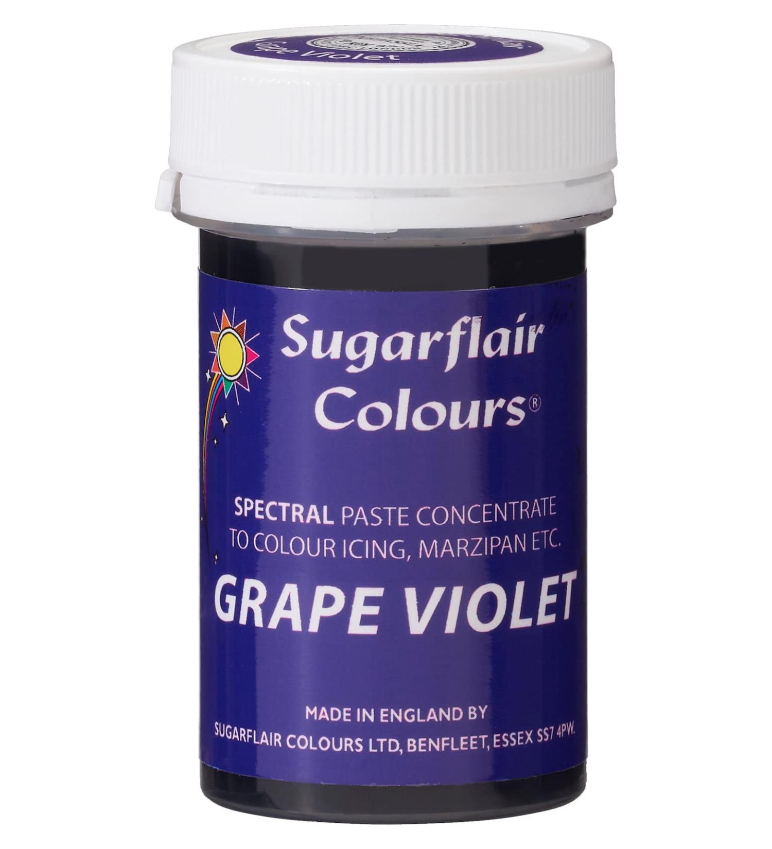 Sugarflair Grape Violet Spectral Food Colouring Paste Highly Concentrated for Use with Sugar Pastes Buttercream Royal Icing or Cake Mix Vibrant Colour Dye - 25g